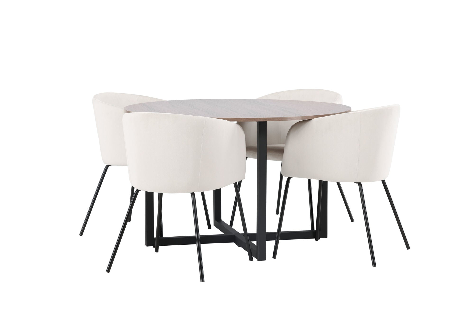 Venture Home Durango spisebord - Black / Walnut MDF +Berit stol - Black / Beige Velvet _4