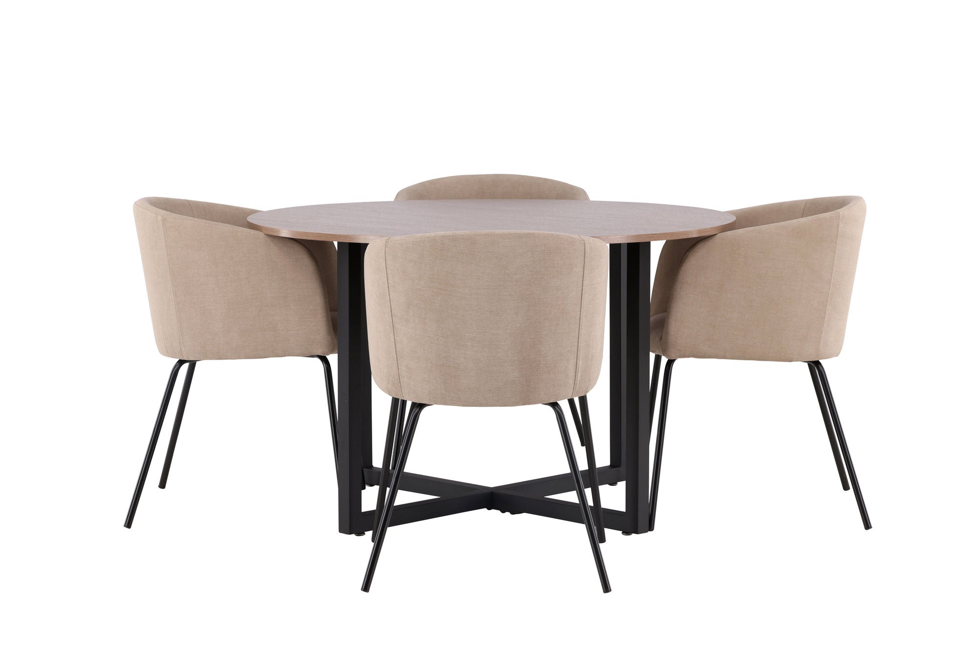 Venture Home Durango spisebord - Black / Walnut MDF +Berit stol - Black / Beige Fabric (Polyester linen ) _4