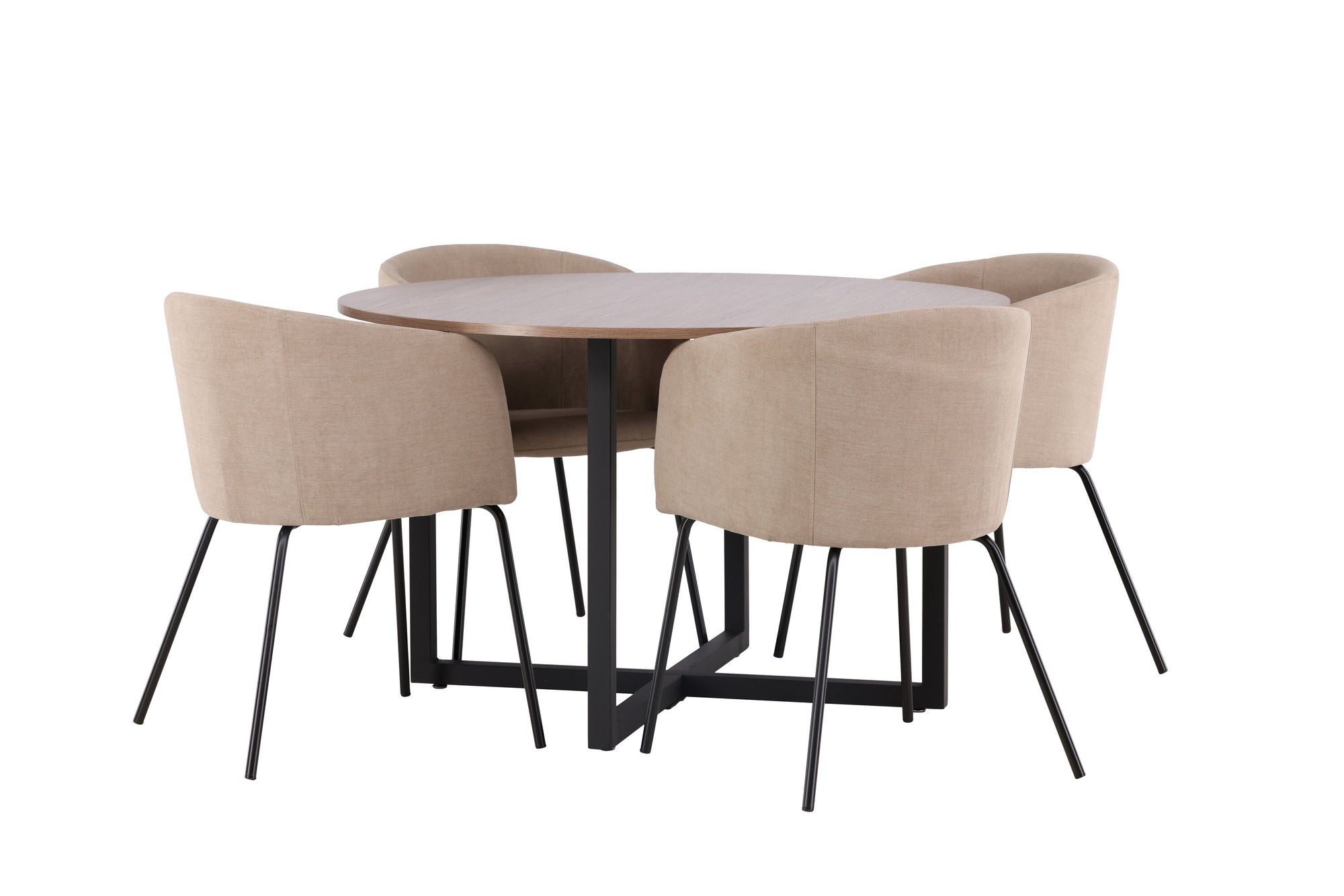 Venture Home Durango spisebord - Black / Walnut MDF +Berit stol - Black / Beige Fabric (Polyester linen ) _4