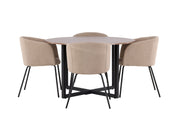 Venture Home Durango spisebord - Black / Walnut MDF +Berit stol - Black / Beige Fabric (Polyester linen ) _4