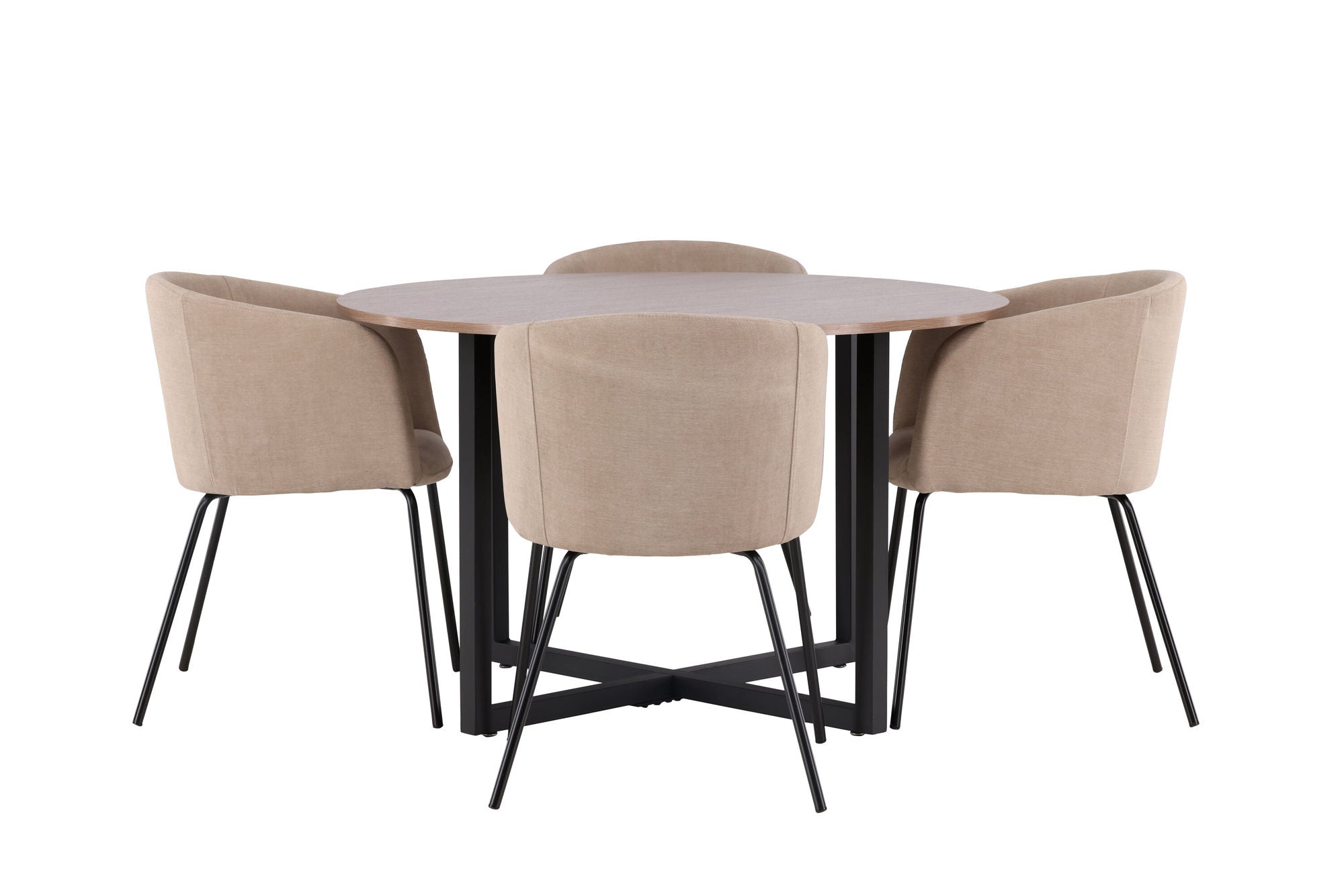Venture Home Durango spisebord - Black / Walnut MDF +Berit stol - Black / Beige Fabric (Polyester linen ) _4