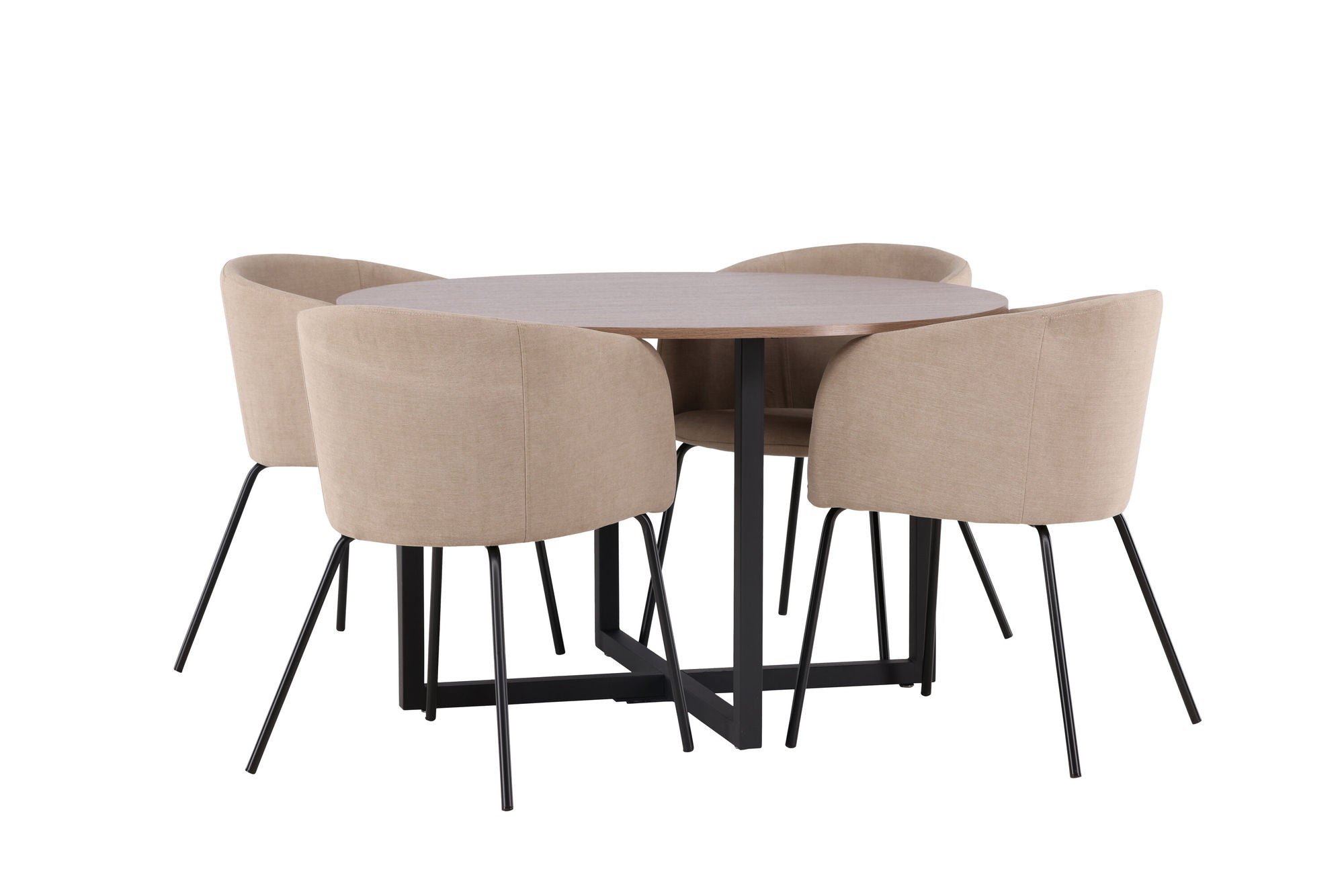 Venture Home Durango spisebord - Black / Walnut MDF +Berit stol - Black / Beige Fabric (Polyester linen ) _4