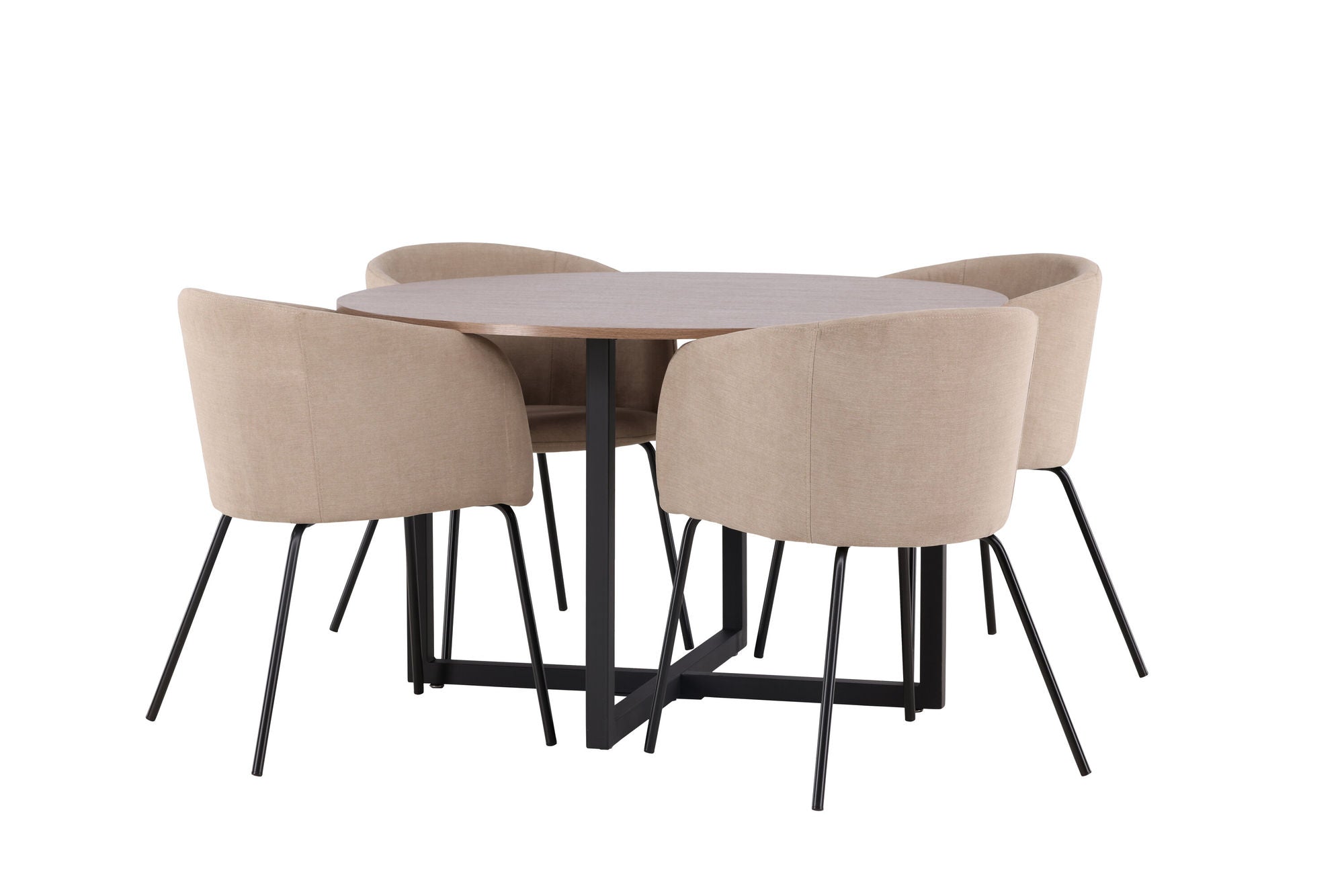 Venture Home Durango spisebord - Black / Walnut MDF +Berit stol - Black / Beige Fabric (Polyester linen ) _4