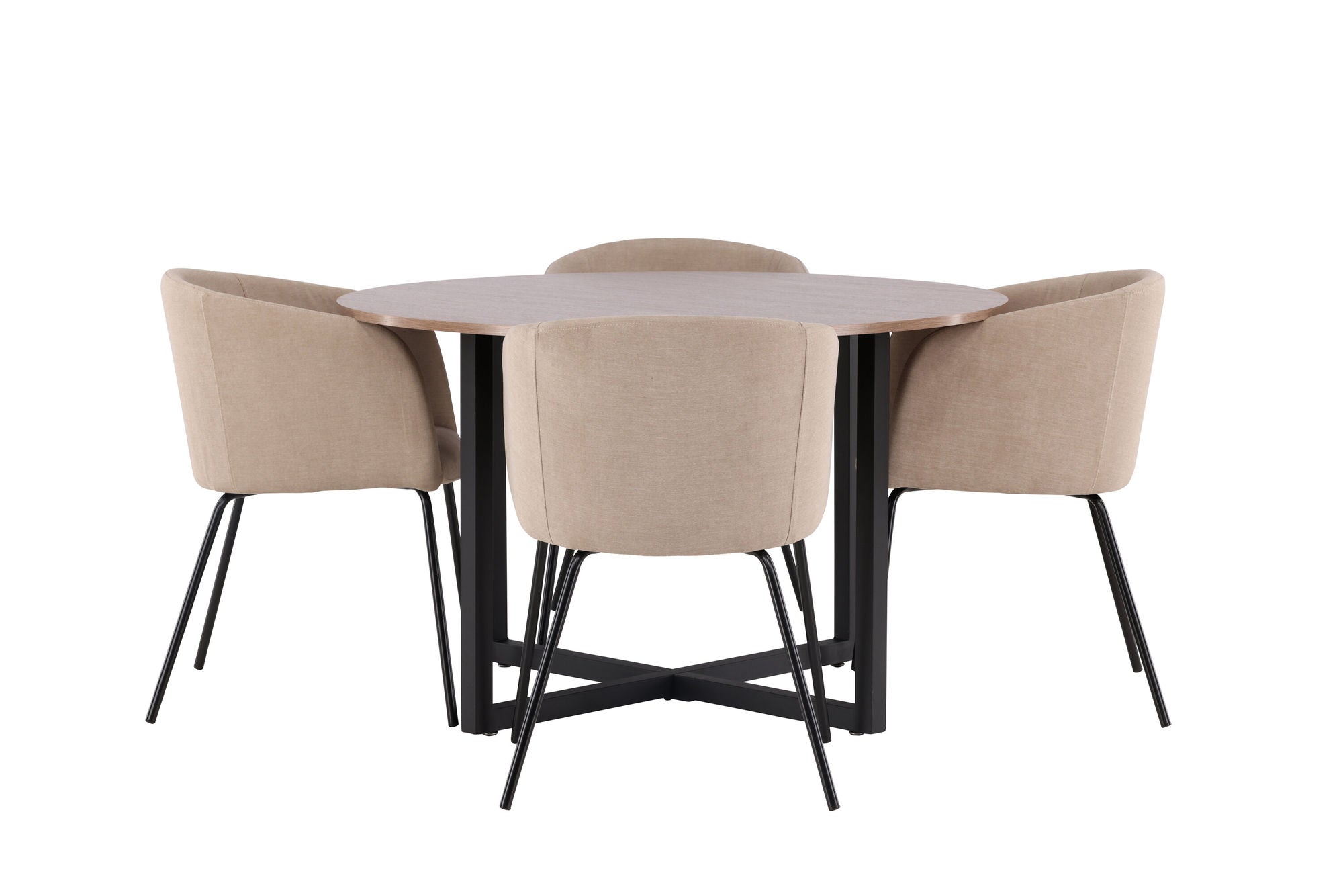 Venture Home Durango spisebord - Black / Walnut MDF +Berit stol - Black / Beige Fabric (Polyester linen ) _4