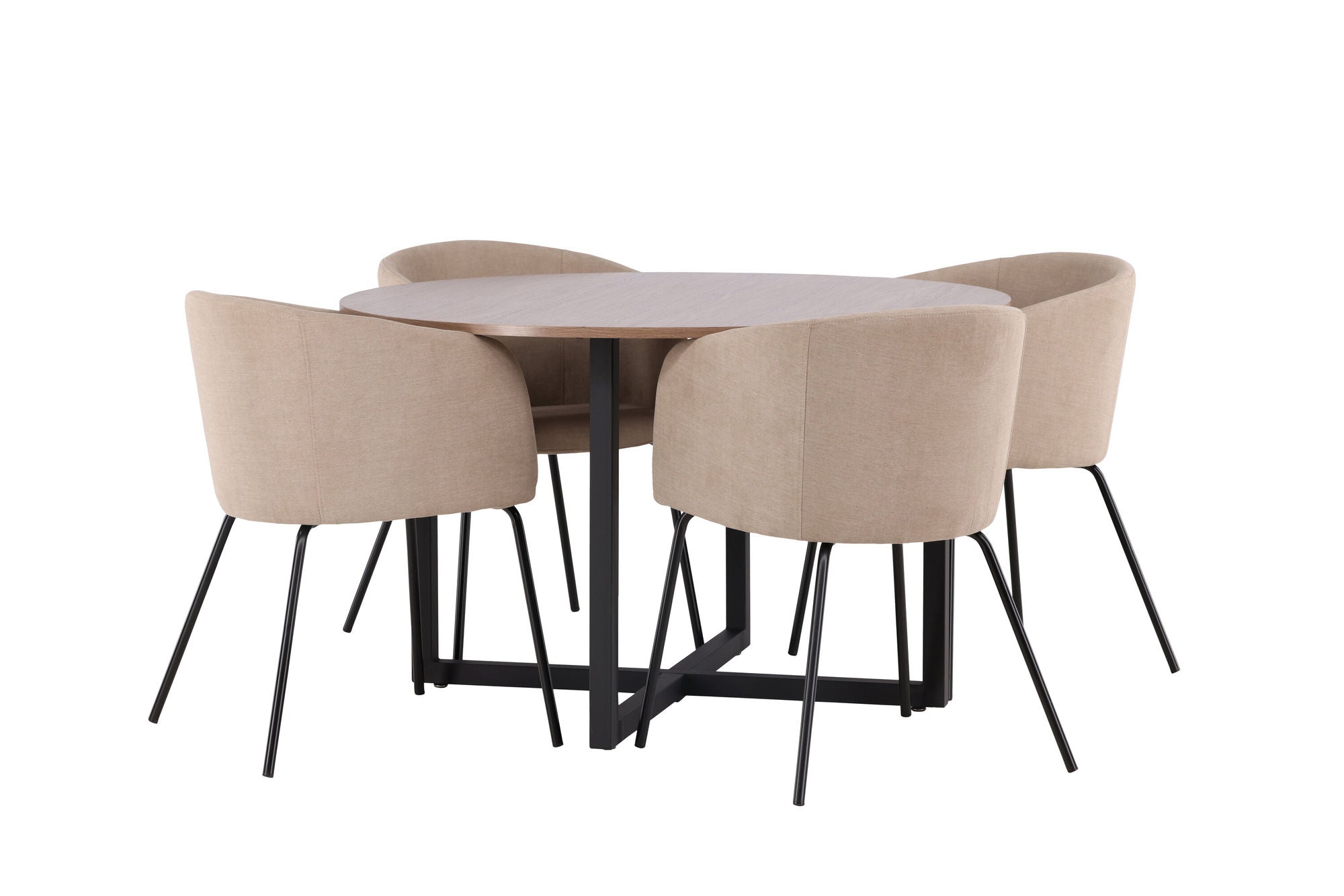 Venture Home Durango spisebord - Black / Walnut MDF +Berit stol - Black / Beige Fabric (Polyester linen ) _4