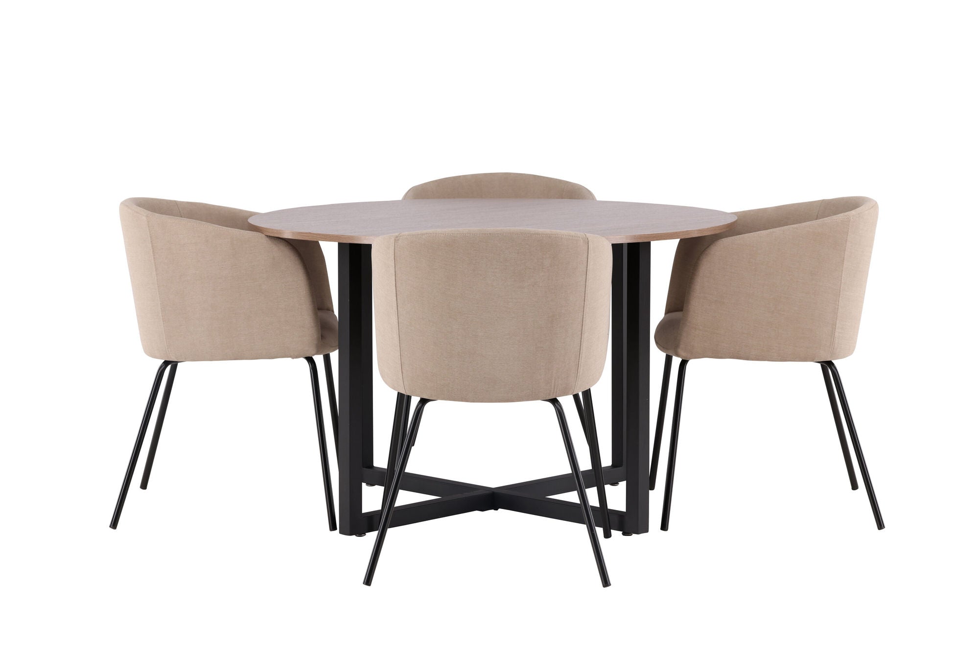 Venture Home Durango spisebord - Black / Walnut MDF +Berit stol - Black / Beige Fabric (Polyester linen ) _4