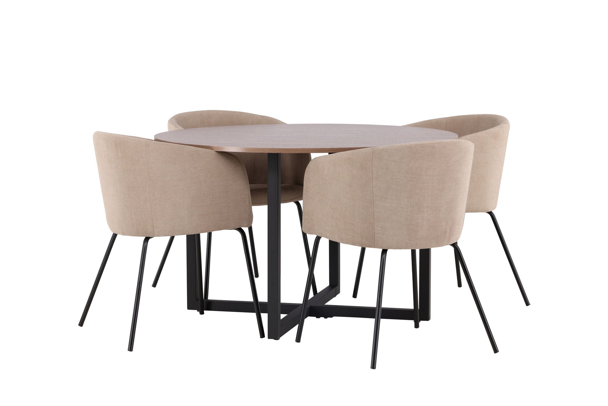 Venture Home Durango spisebord - Black / Walnut MDF +Berit stol - Black / Beige Fabric (Polyester linen ) _4
