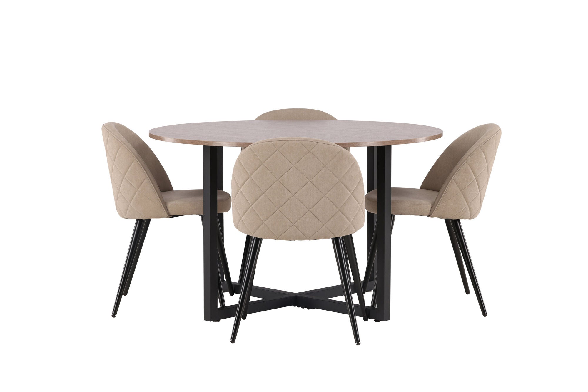 Venture Home Durango spisebord - Black / Walnut MDF +Velvet Stitches stol - Black / Beige Fabric (Polyester linen ) _4