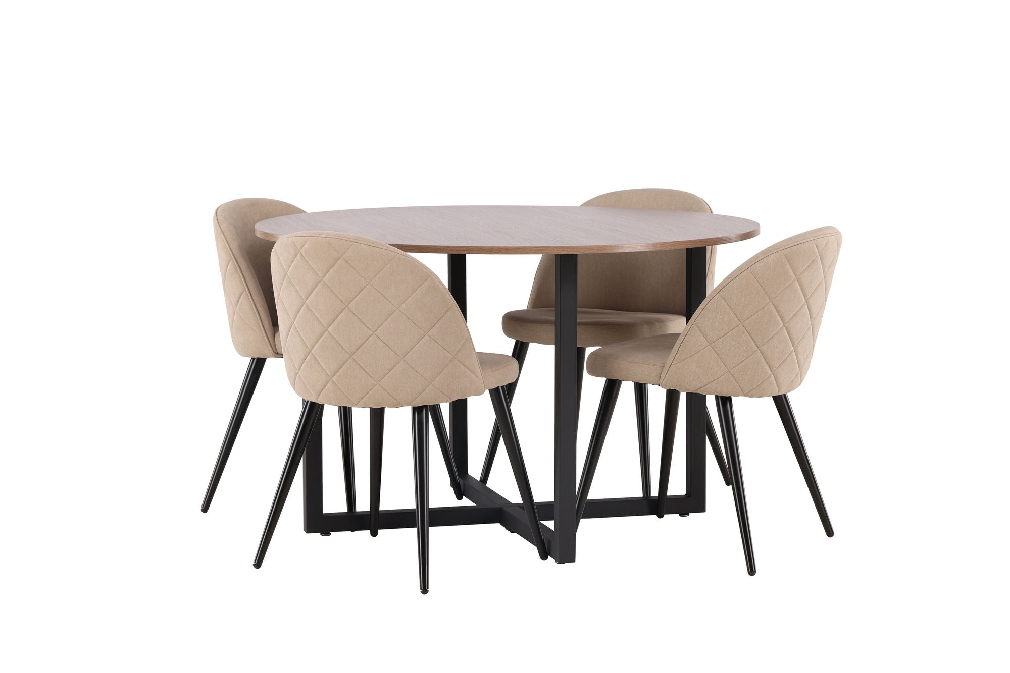 Venture Home Durango spisebord - Black / Walnut MDF +Velvet Stitches stol - Black / Beige Fabric (Polyester linen ) _4