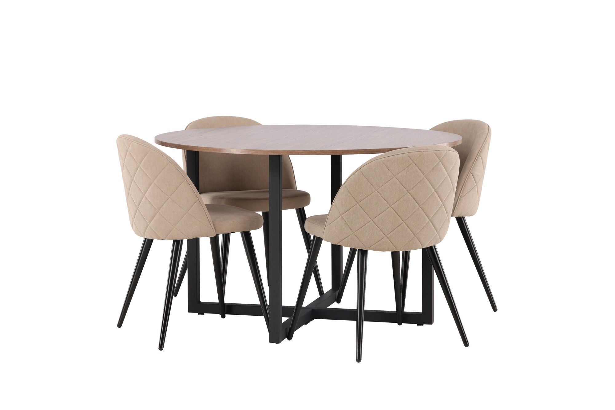 Venture Home Durango spisebord - Black / Walnut MDF +Velvet Stitches stol - Black / Beige Fabric (Polyester linen ) _4