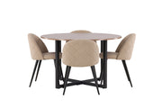 Venture Home Durango spisebord - Black / Walnut MDF +Velvet Stitches stol - Black / Beige Fabric (Polyester linen ) _4