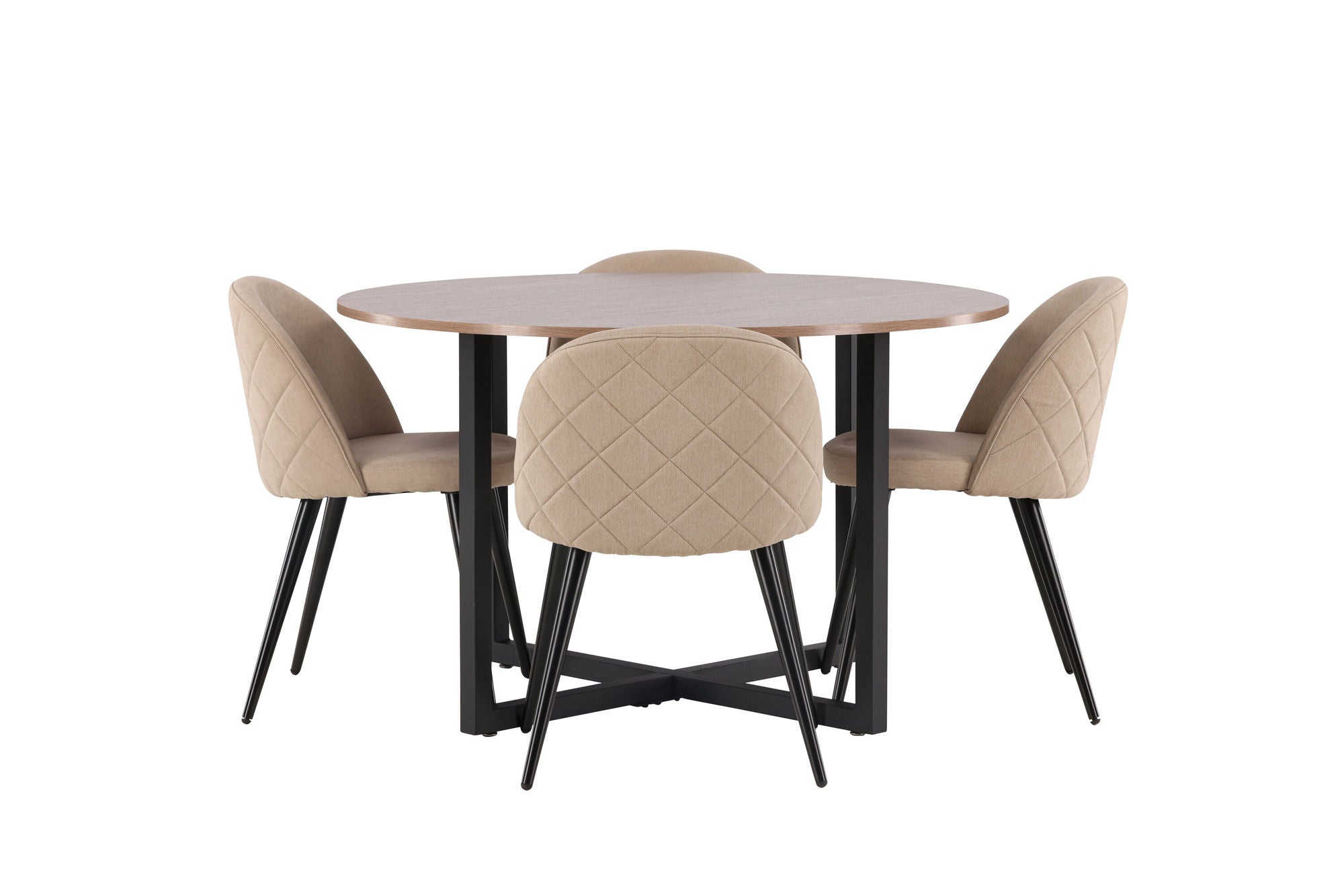 Venture Home Durango spisebord - Black / Walnut MDF +Velvet Stitches stol - Black / Beige Fabric (Polyester linen ) _4
