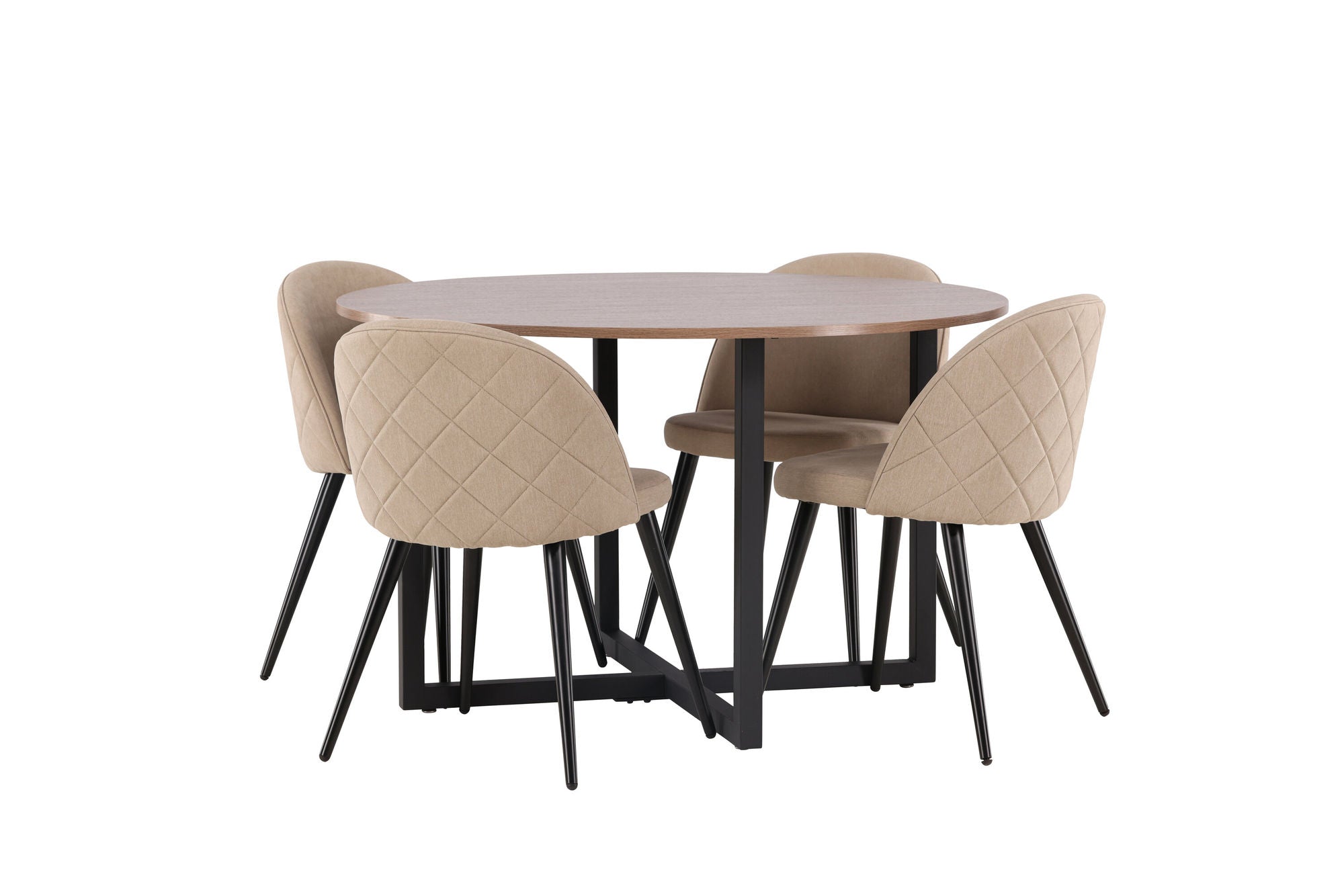 Venture Home Durango spisebord - Black / Walnut MDF +Velvet Stitches stol - Black / Beige Fabric (Polyester linen ) _4