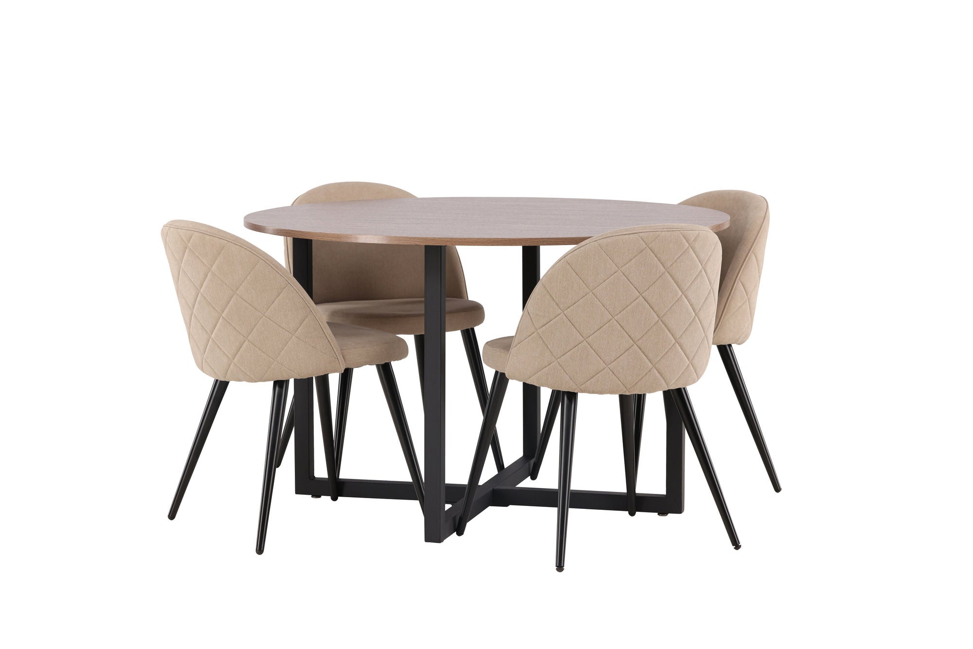 Venture Home Durango spisebord - Black / Walnut MDF +Velvet Stitches stol - Black / Beige Fabric (Polyester linen ) _4