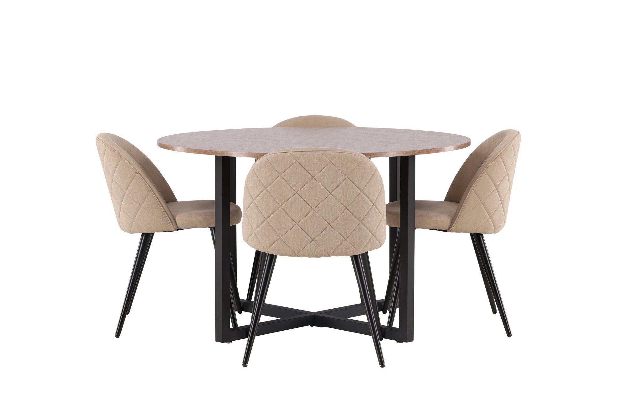Venture Home Durango spisebord - Black / Walnut MDF +Velvet Stitches stol - Black / Beige Fabric (Polyester linen ) _4