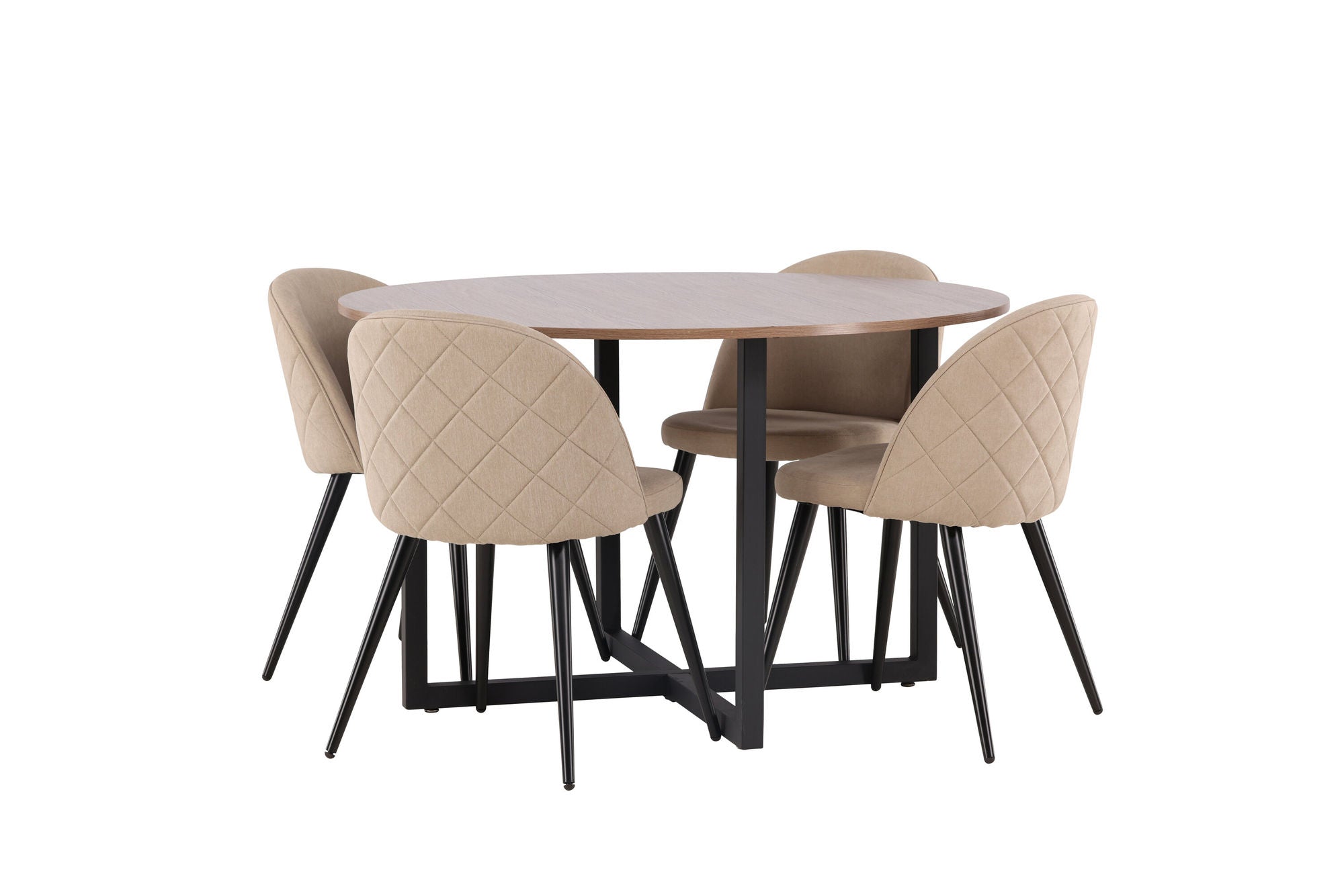 Venture Home Durango spisebord - Black / Walnut MDF +Velvet Stitches stol - Black / Beige Fabric (Polyester linen ) _4