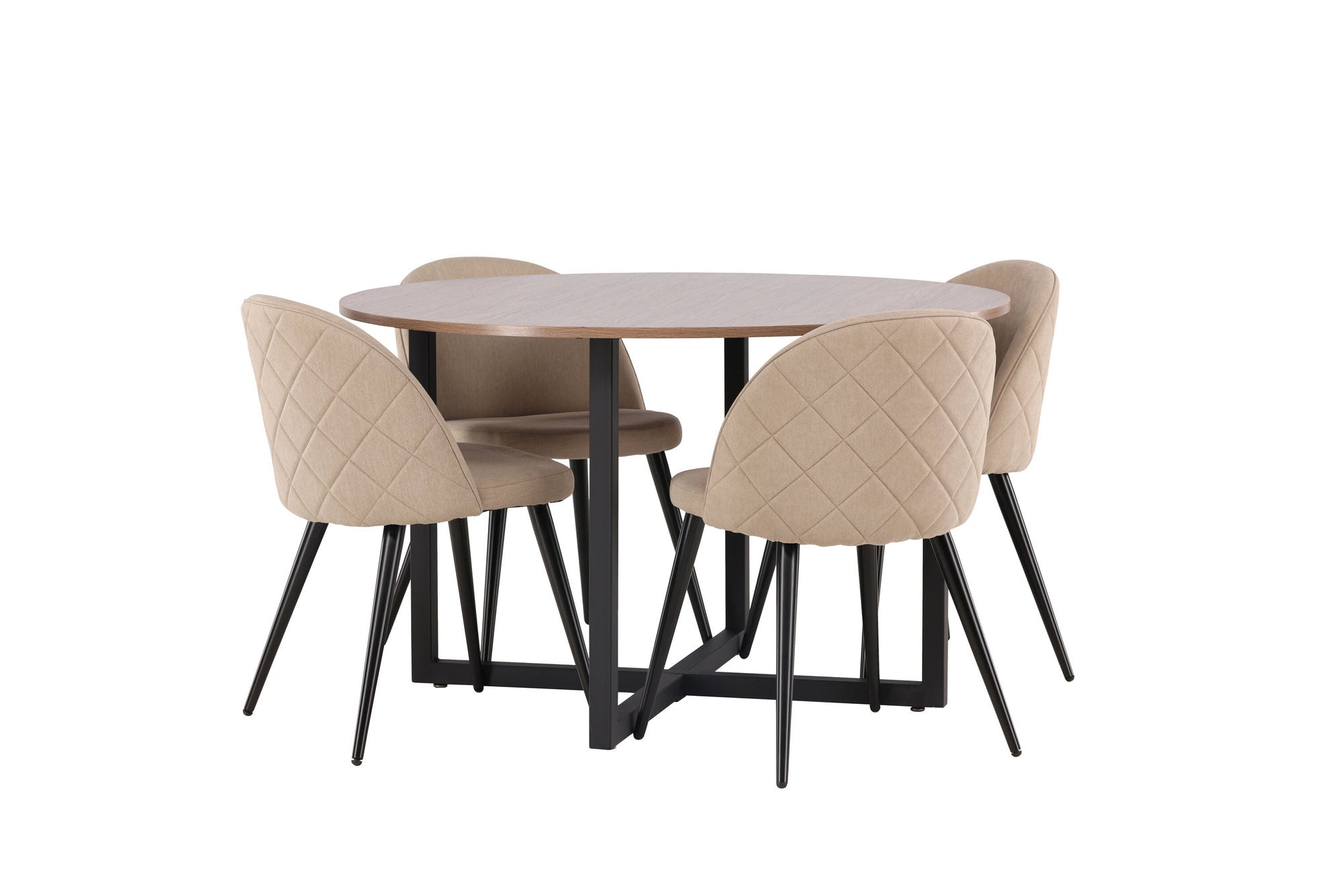 Venture Home Durango spisebord - Black / Walnut MDF +Velvet Stitches stol - Black / Beige Fabric (Polyester linen ) _4