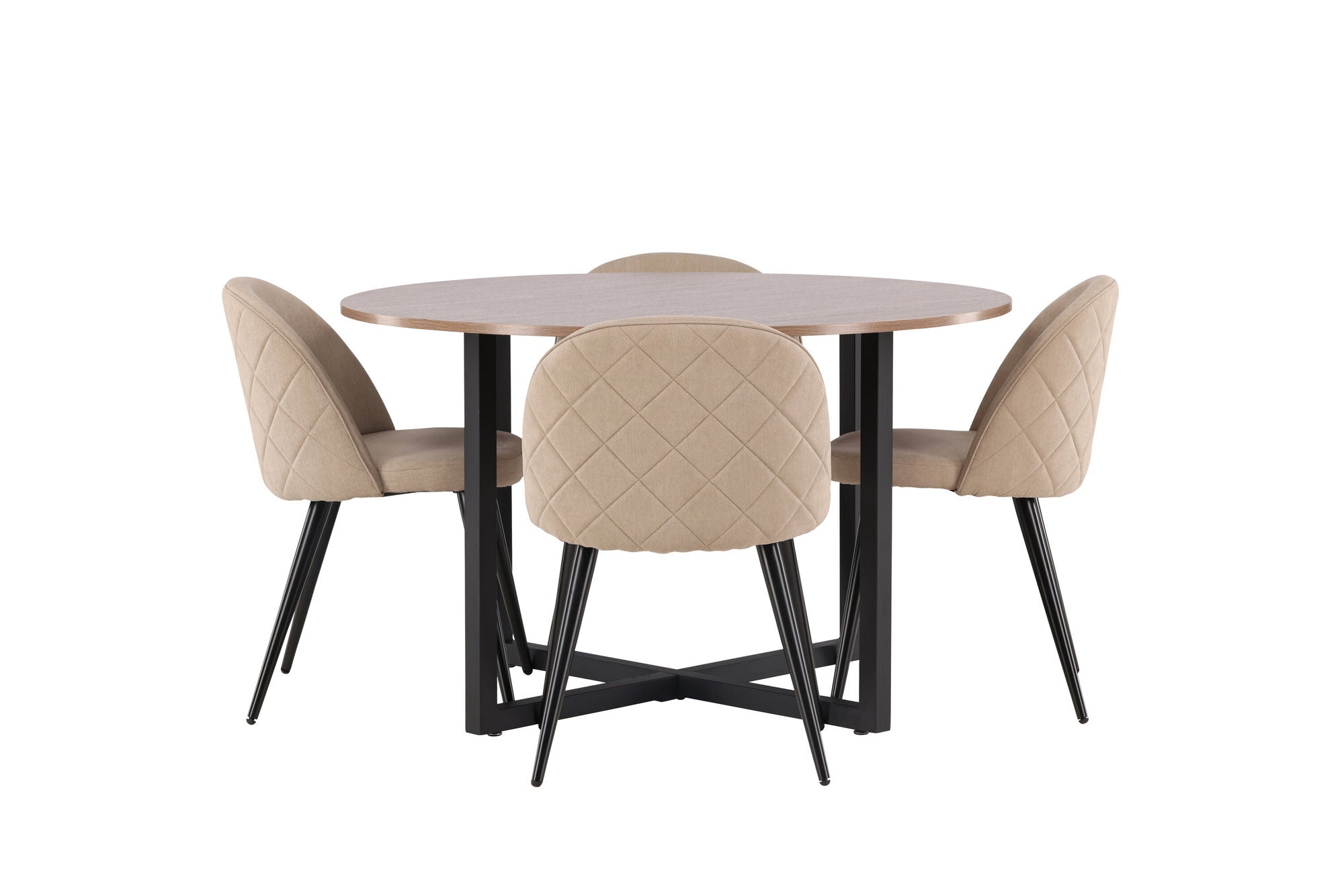 Venture Home Durango spisebord - Black / Walnut MDF +Velvet Stitches stol - Black / Beige Fabric (Polyester linen ) _4
