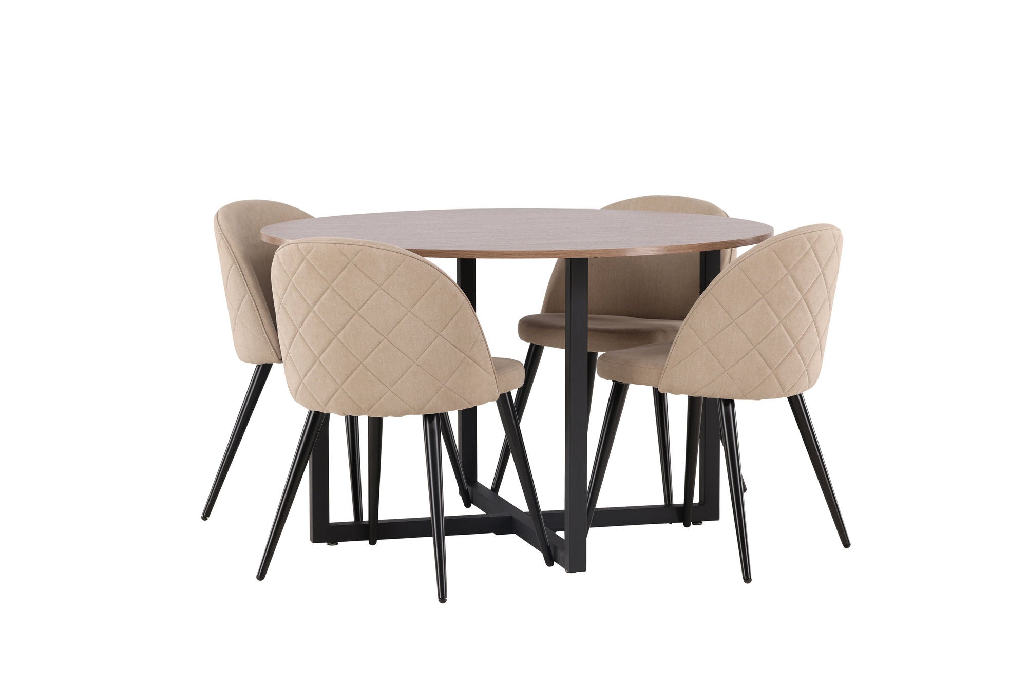 Venture Home Durango spisebord - Black / Walnut MDF +Velvet Stitches stol - Black / Beige Fabric (Polyester linen ) _4