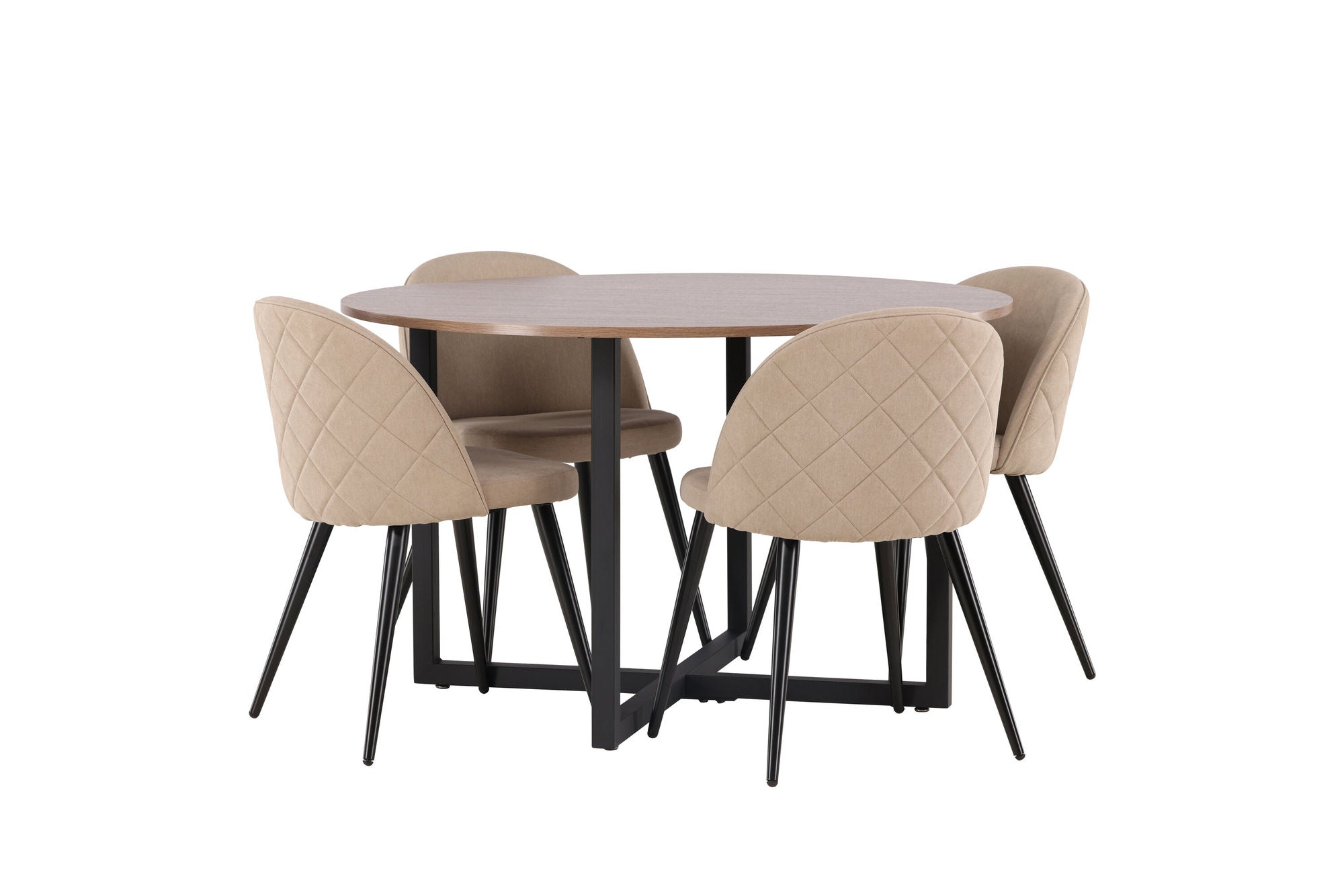 Venture Home Durango spisebord - Black / Walnut MDF +Velvet Stitches stol - Black / Beige Fabric (Polyester linen ) _4