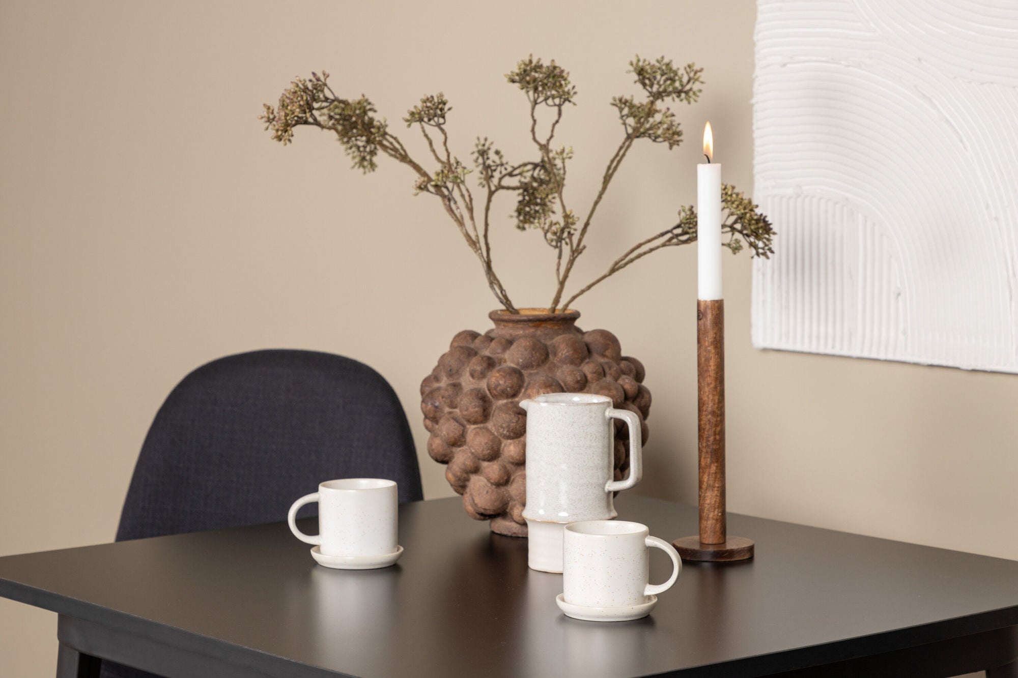 Venture Home Tempe spisebord - Black / Black MDF +Polar Spisebordsstol - Black Legs - Black Fabric _2