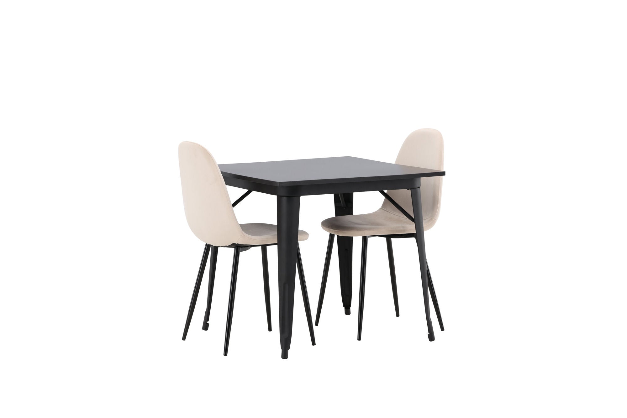 Venture Home Tempe spisebord - Black / Black MDF +Polar Spisebordsstol - Black legs / Beige Velvet _2