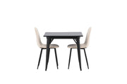 Venture Home Tempe spisebord - Black / Black MDF +Polar Spisebordsstol - Black legs / Beige Velvet _2