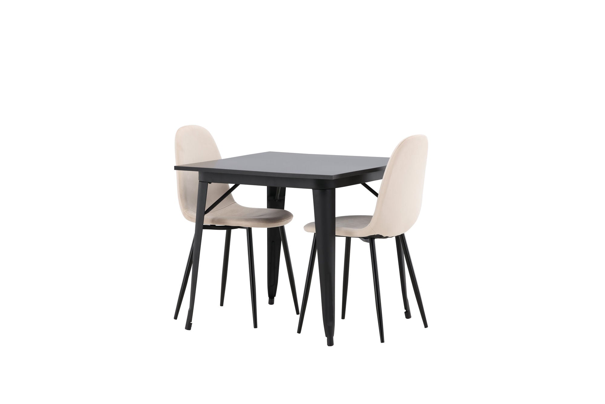 Venture Home Tempe spisebord - Black / Black MDF +Polar Spisebordsstol - Black legs / Beige Velvet _2