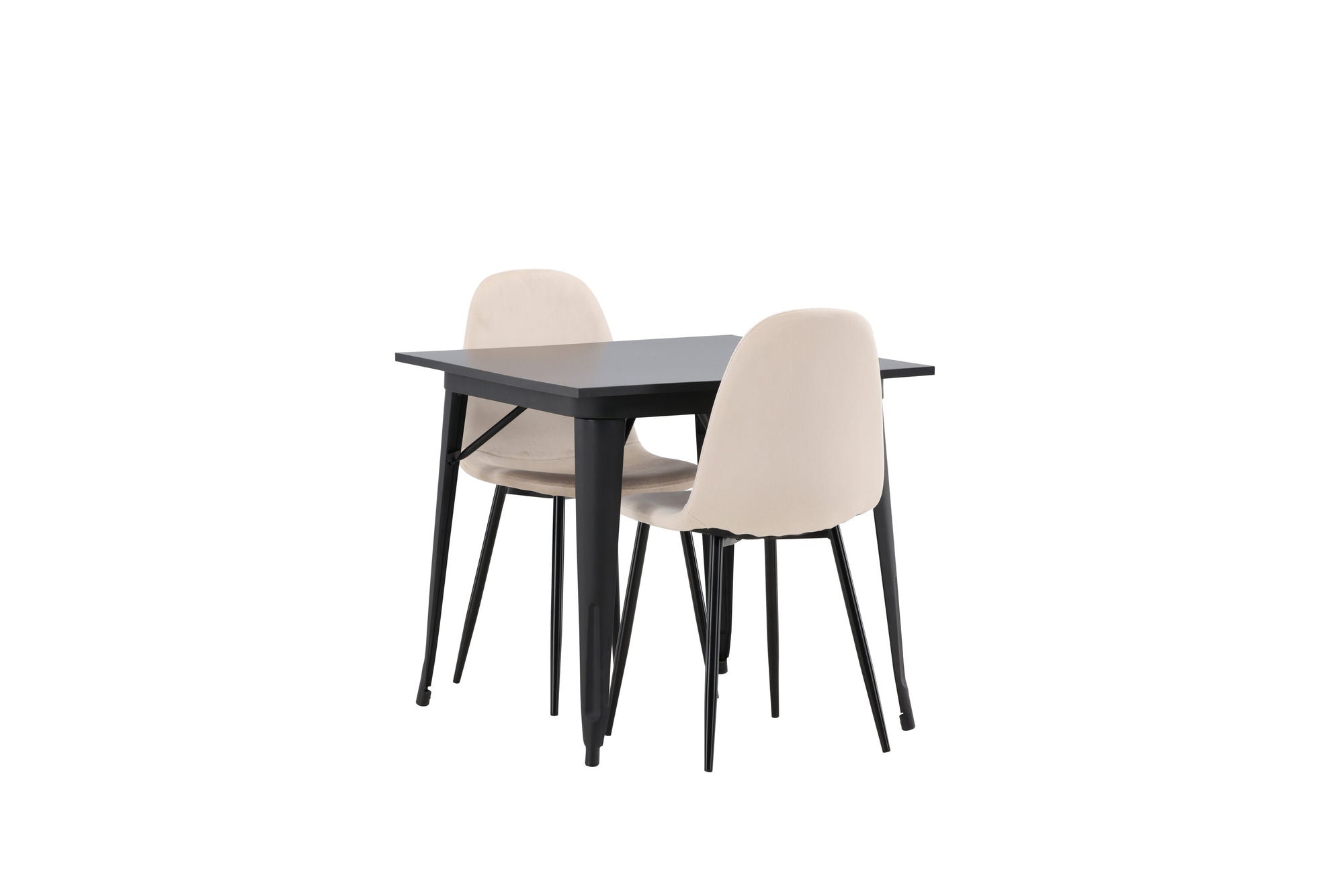 Venture Home Tempe spisebord - Black / Black MDF +Polar Spisebordsstol - Black legs / Beige Velvet _2