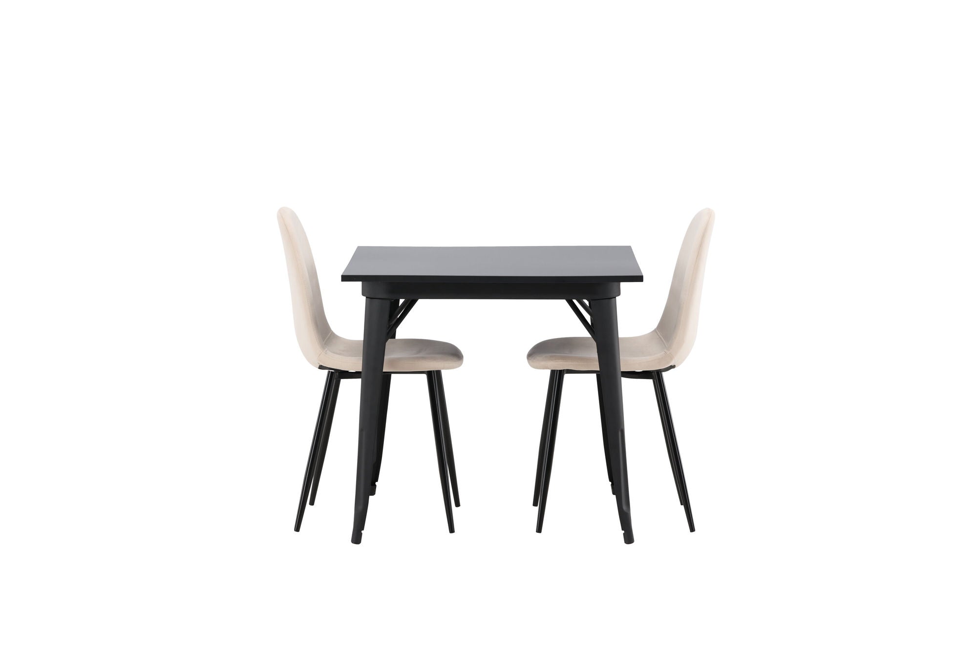 Venture Home Tempe spisebord - Black / Black MDF +Polar Spisebordsstol - Black legs / Beige Velvet _2