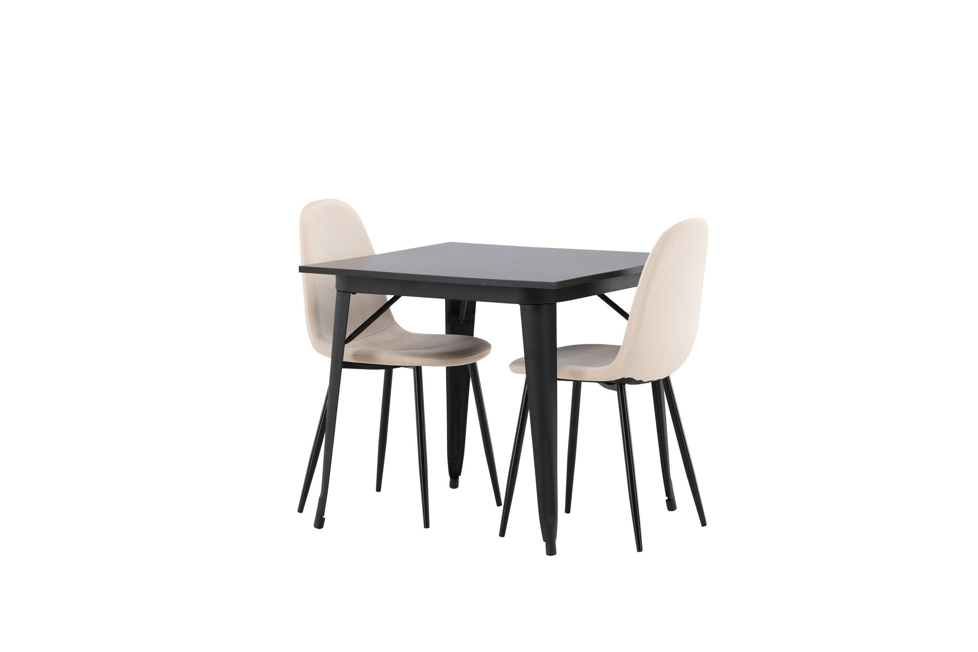 Venture Home Tempe spisebord - Black / Black MDF +Polar Spisebordsstol - Black legs / Beige Velvet _2