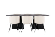 Venture Home Bootcut Oval spisebord - Black / Black Fanéer +Berit stol - Black / Beige Velvet _6