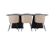 Venture Home Bootcut Oval spisebord - Black / Black Fanéer +Berit stol - Black / Beige Fabric (Polyester linen ) _6