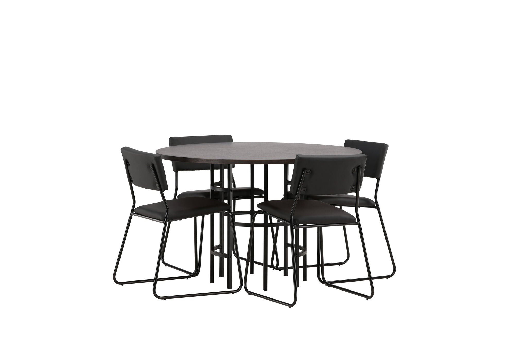 Venture Home Copenhagen spisebord - Black / Mocca Veneer +Kenth stol - Black / Black PU _4