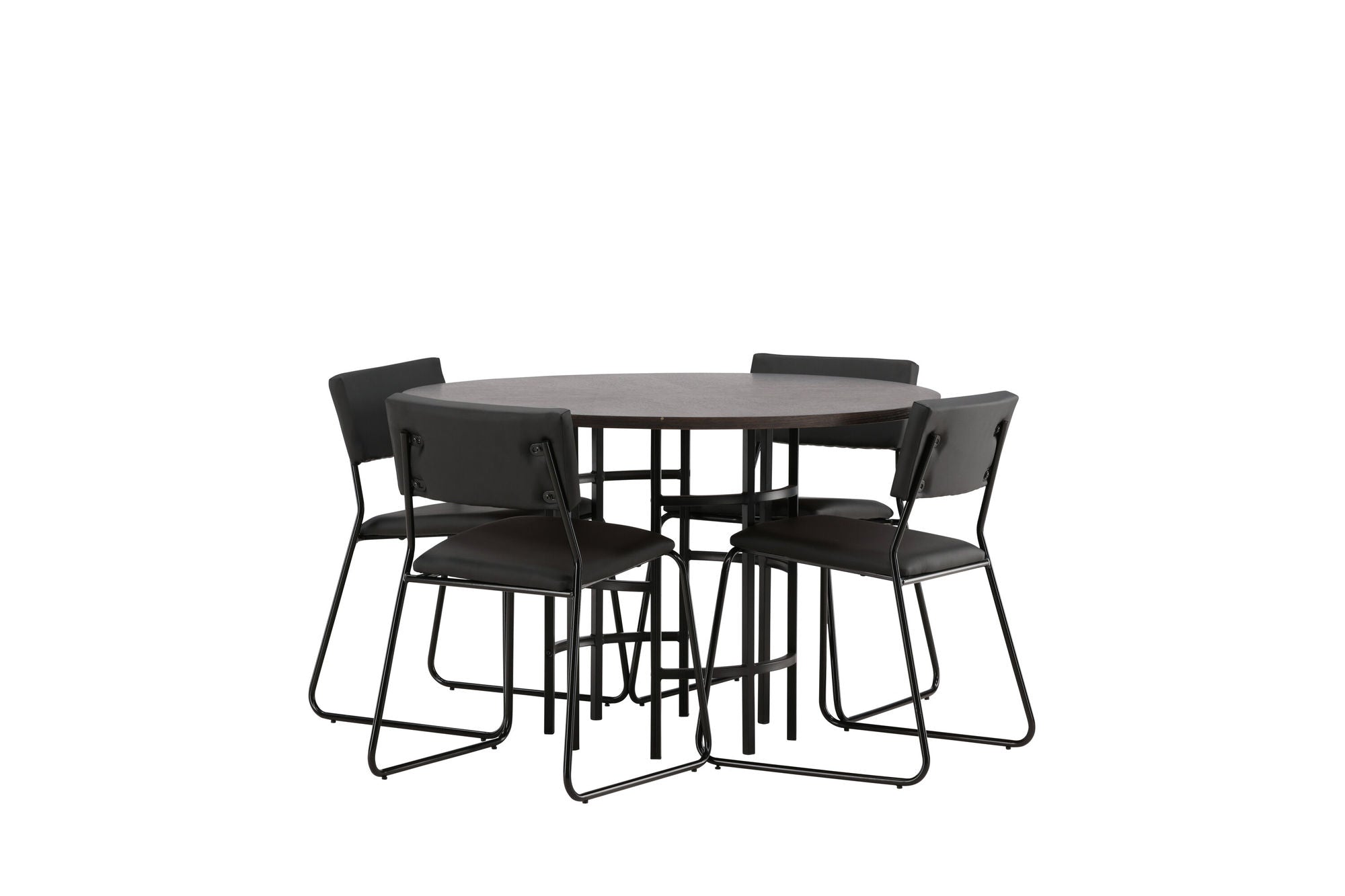 Venture Home Copenhagen spisebord - Black / Mocca Veneer +Kenth stol - Black / Black PU _4