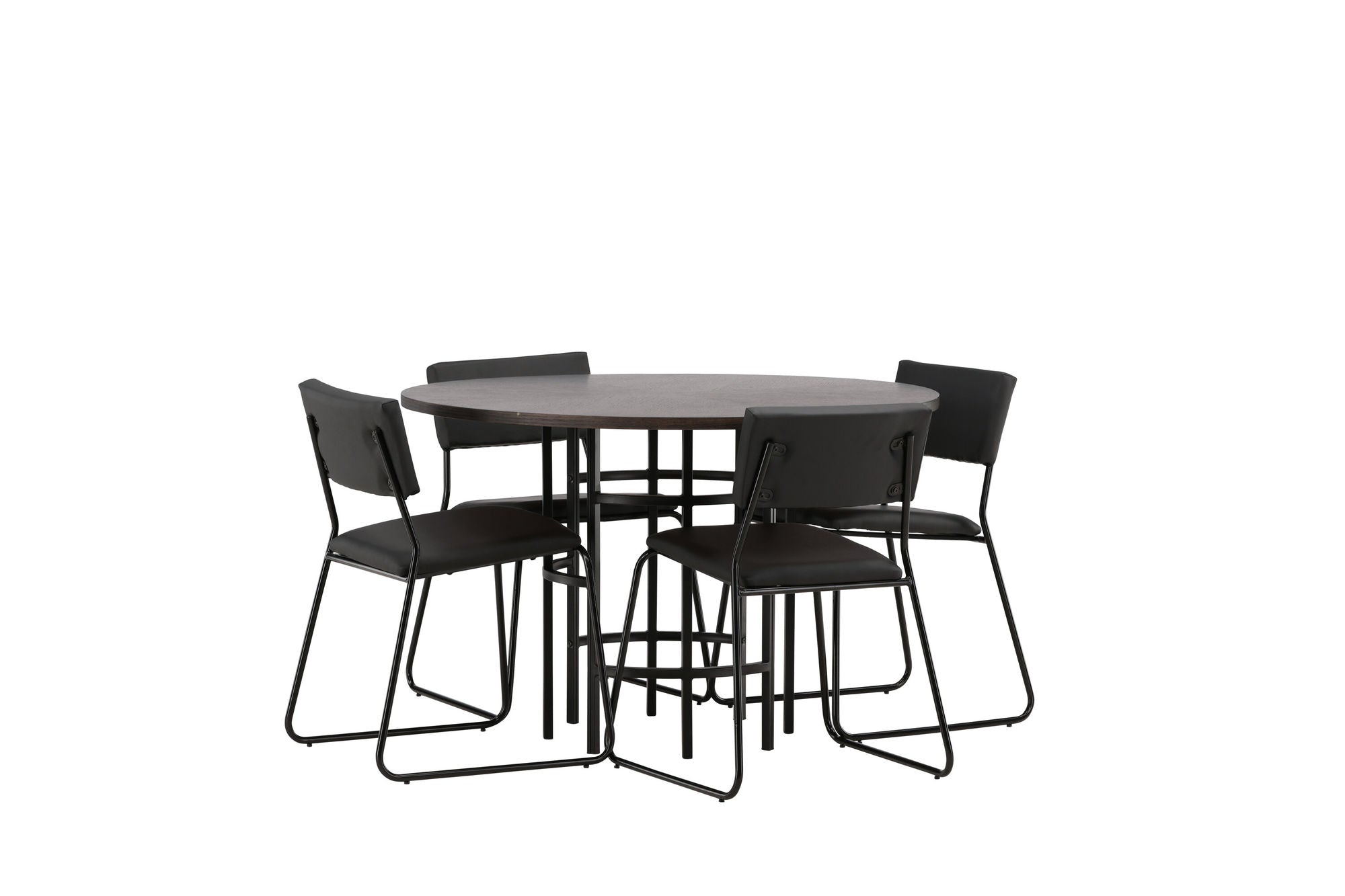 Venture Home Copenhagen spisebord - Black / Mocca Veneer +Kenth stol - Black / Black PU _4