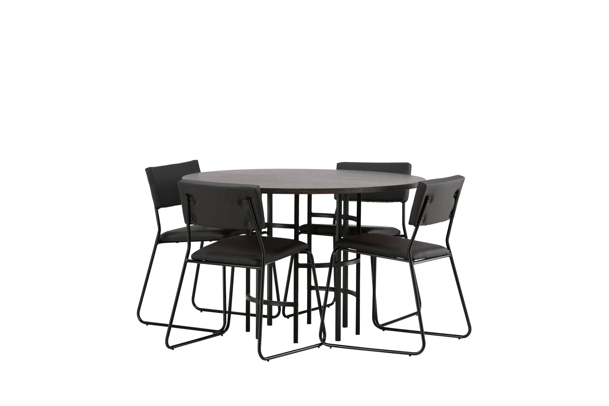 Venture Home Copenhagen spisebord - Black / Mocca Veneer +Kenth stol - Black / Black PU _4