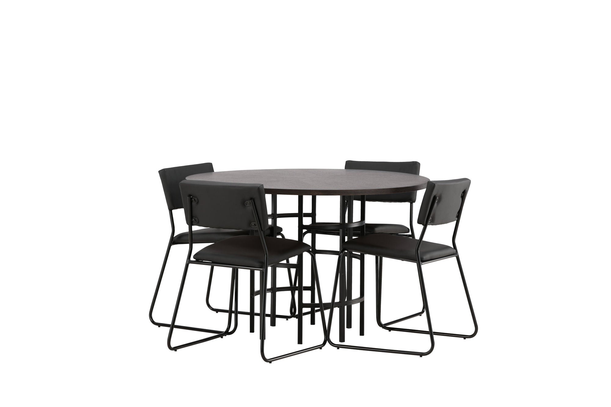 Venture Home Copenhagen spisebord - Black / Mocca Veneer +Kenth stol - Black / Black PU _4