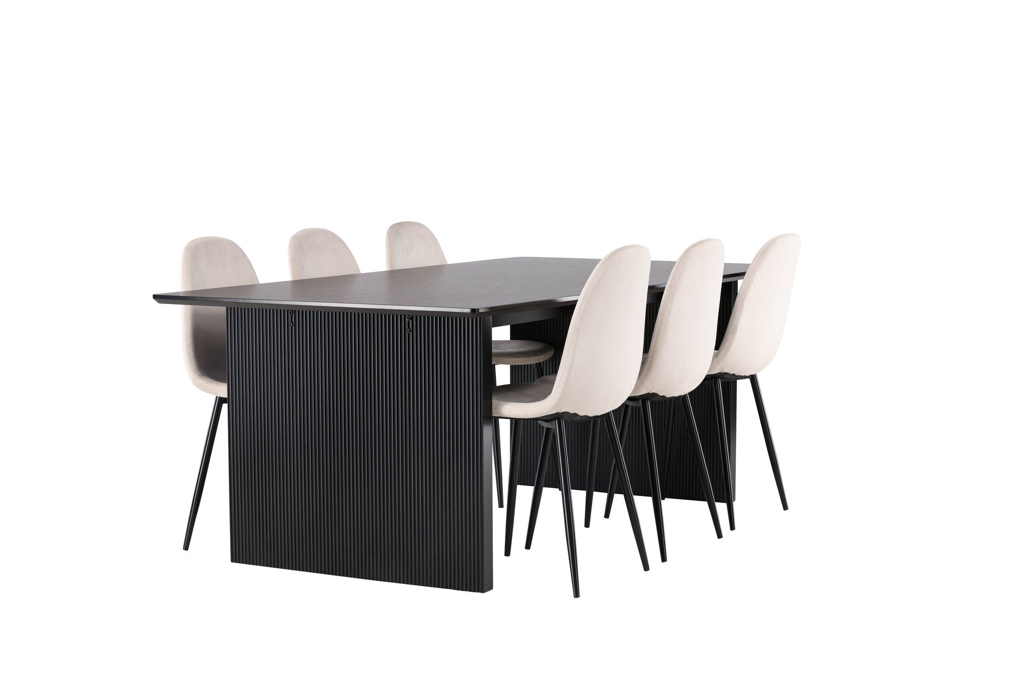 Venture Home Vail spisebord - Black / Smoked Black MDF +Polar Spisebordsstol - Black legs / Beige Velvet _6