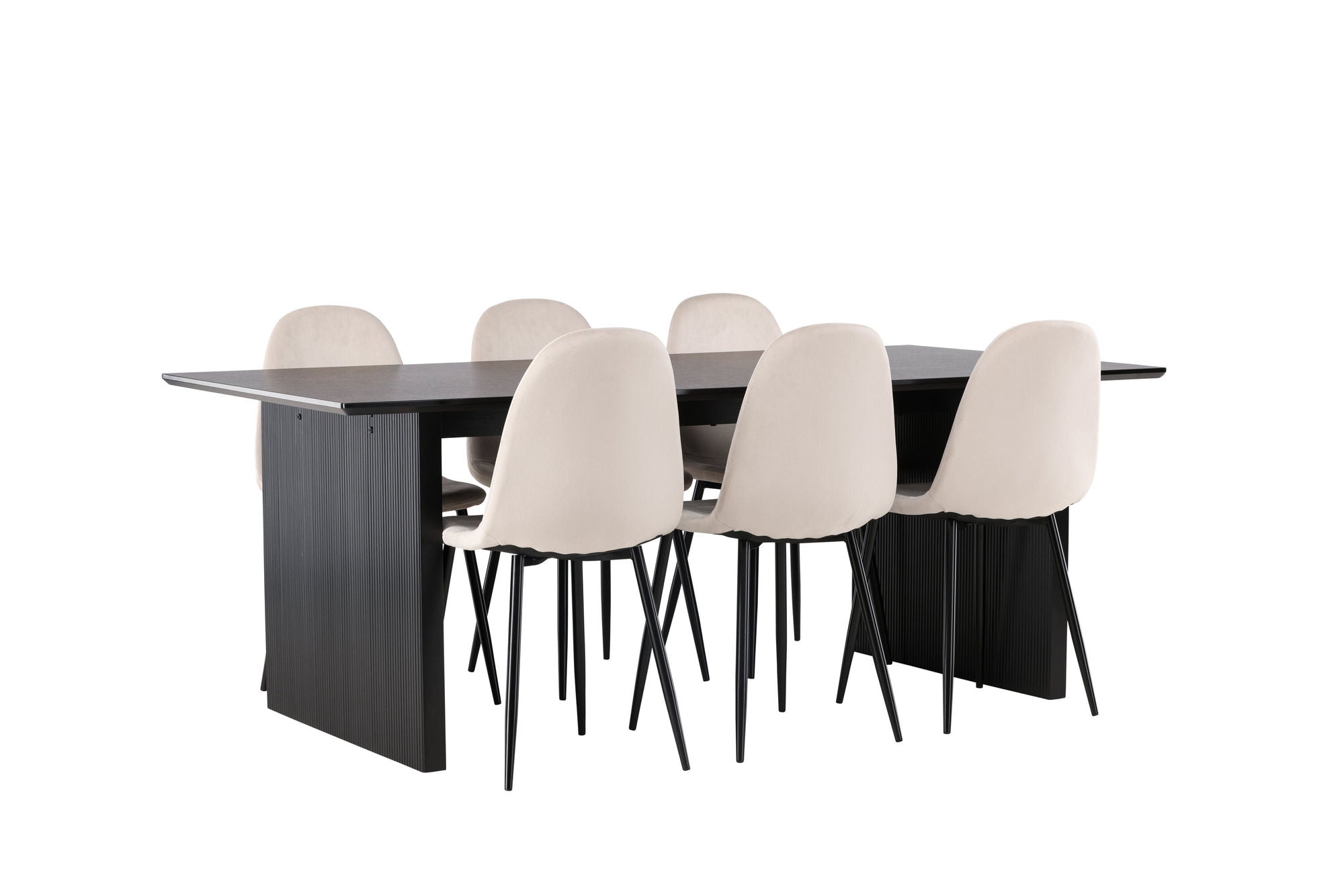 Venture Home Vail spisebord - Black / Smoked Black MDF +Polar Spisebordsstol - Black legs / Beige Velvet _6