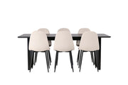 Venture Home Vail spisebord - Black / Smoked Black MDF +Polar Spisebordsstol - Black legs / Beige Velvet _6