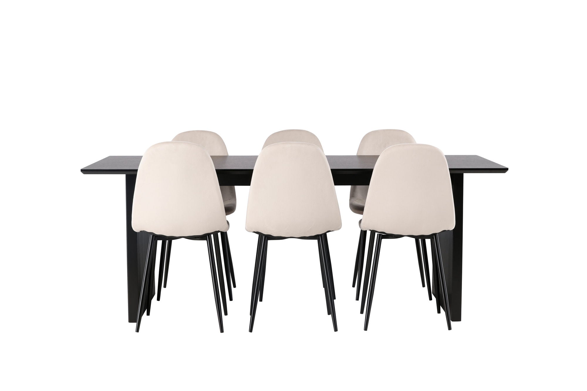 Venture Home Vail spisebord - Black / Smoked Black MDF +Polar Spisebordsstol - Black legs / Beige Velvet _6