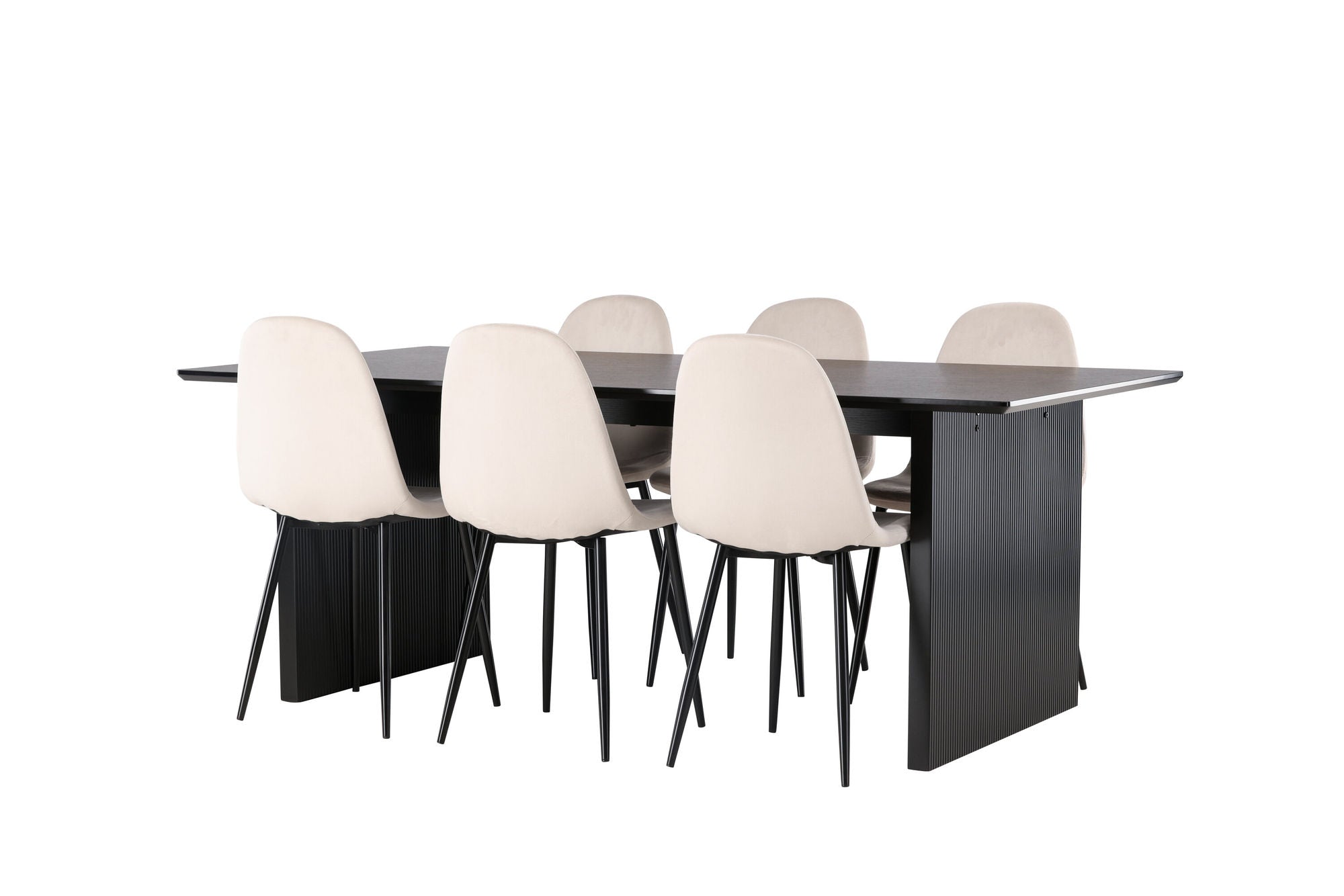 Venture Home Vail spisebord - Black / Smoked Black MDF +Polar Spisebordsstol - Black legs / Beige Velvet _6