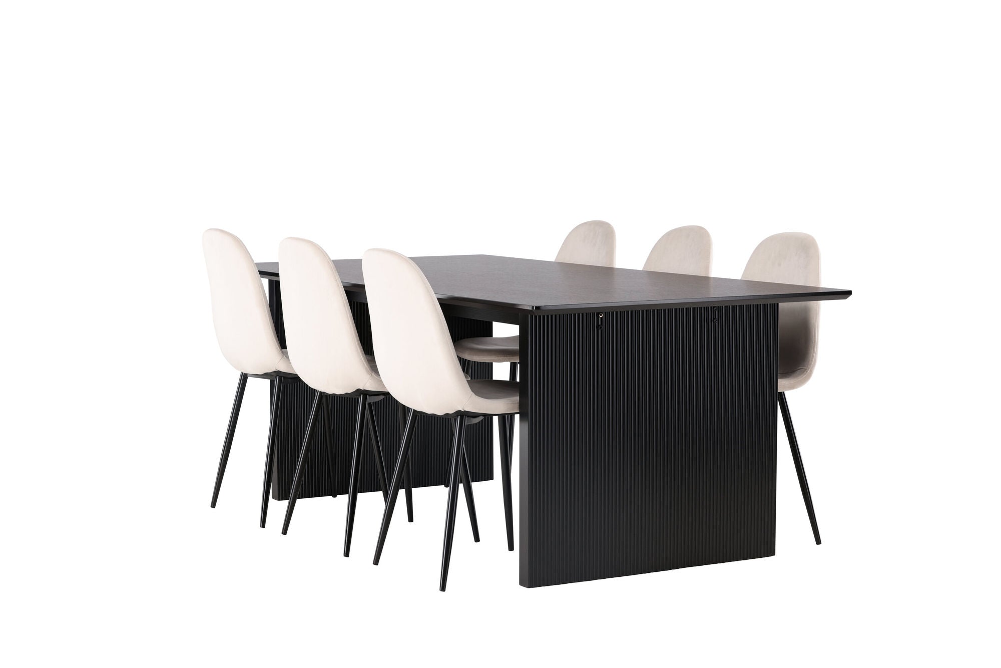 Venture Home Vail spisebord - Black / Smoked Black MDF +Polar Spisebordsstol - Black legs / Beige Velvet _6