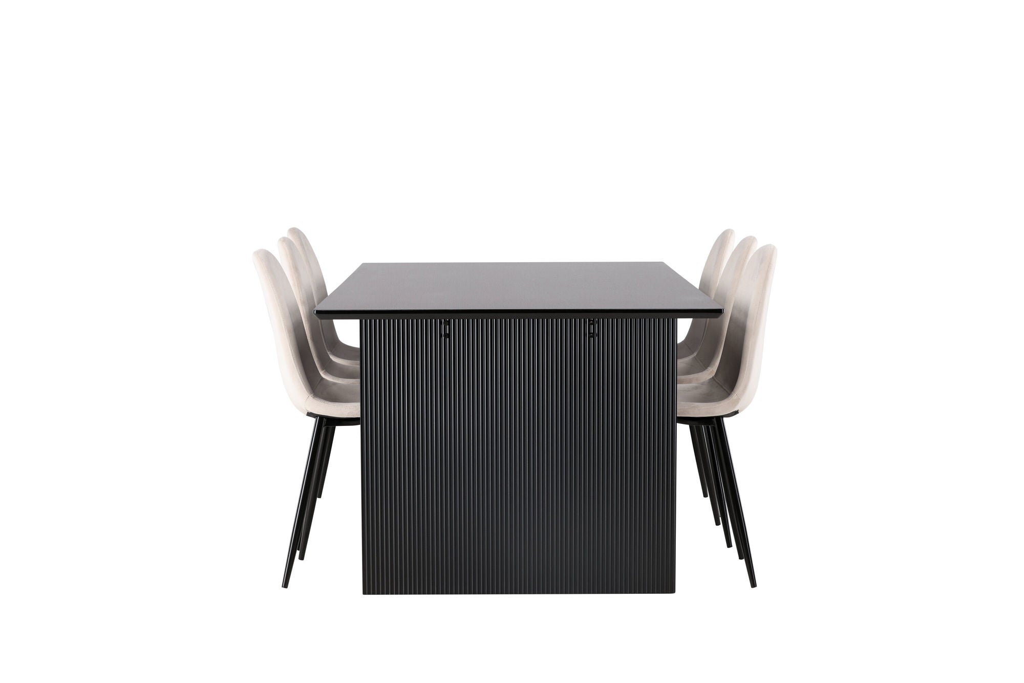 Venture Home Vail spisebord - Black / Smoked Black MDF +Polar Spisebordsstol - Black legs / Beige Velvet _6