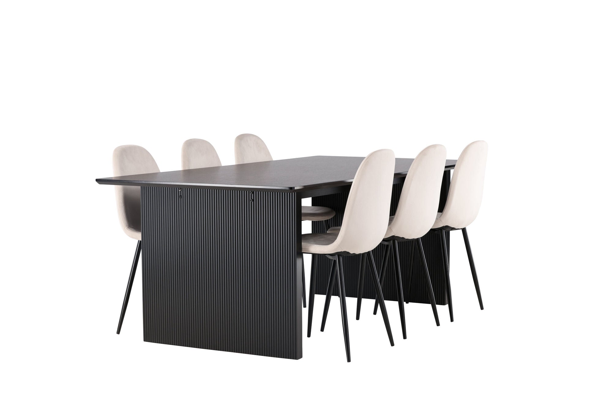 Venture Home Vail spisebord - Black / Smoked Black MDF +Polar Spisebordsstol - Black legs / Beige Velvet _6