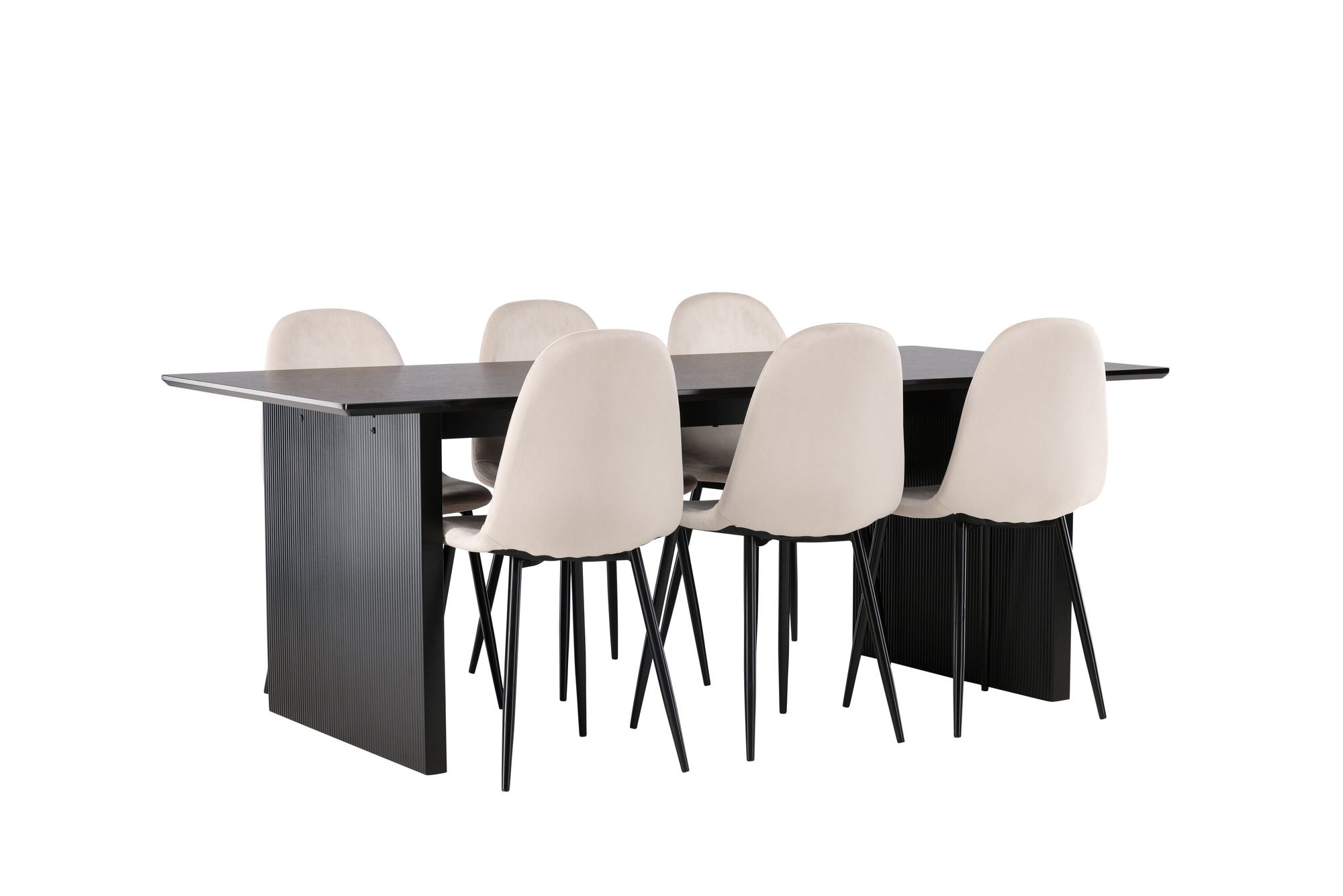 Venture Home Vail spisebord - Black / Smoked Black MDF +Polar Spisebordsstol - Black legs / Beige Velvet _6
