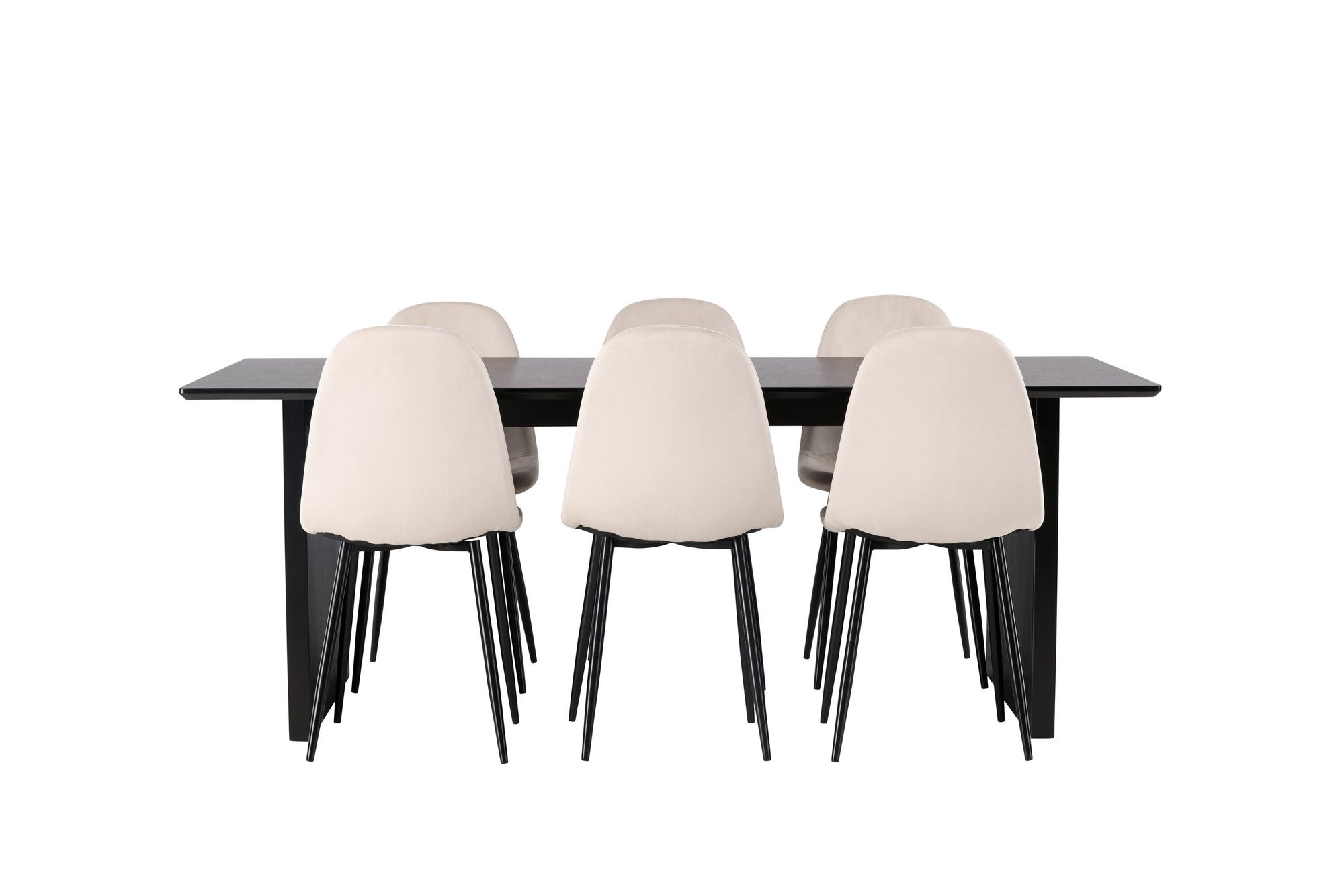 Venture Home Vail spisebord - Black / Smoked Black MDF +Polar Spisebordsstol - Black legs / Beige Velvet _6