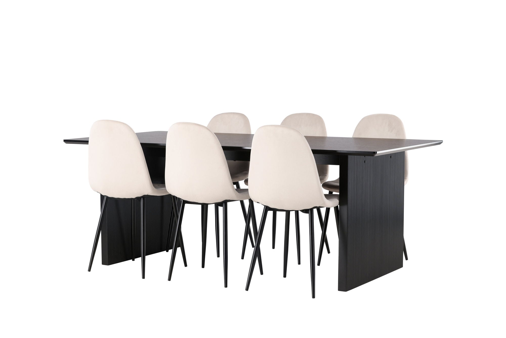 Venture Home Vail spisebord - Black / Smoked Black MDF +Polar Spisebordsstol - Black legs / Beige Velvet _6