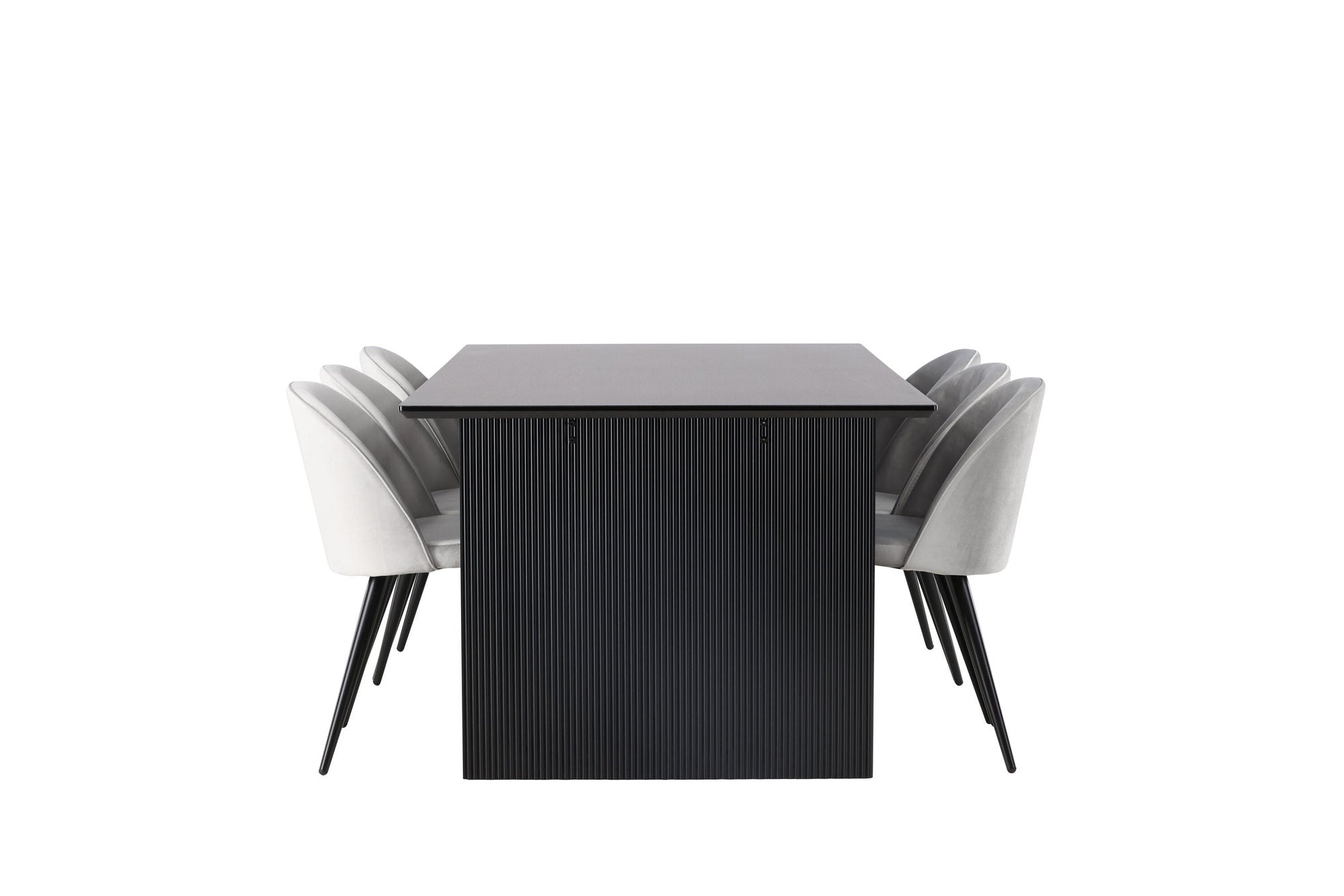 Venture Home Vail spisebord - Black / Smoked Black MDF +Velvet Spisebordsstol - Light Grey / Black _6
